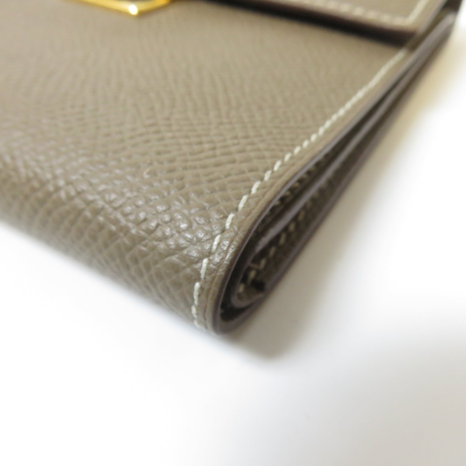HERMES Epsom皮革Wallet金扣錢包Etoupe大象灰色
