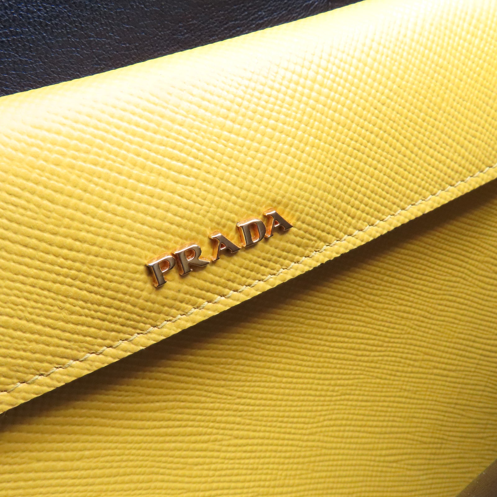 PRADA Saffiano皮革Cuir Double 2Way Shoulder Bag手挽肩背兩用袋黃色