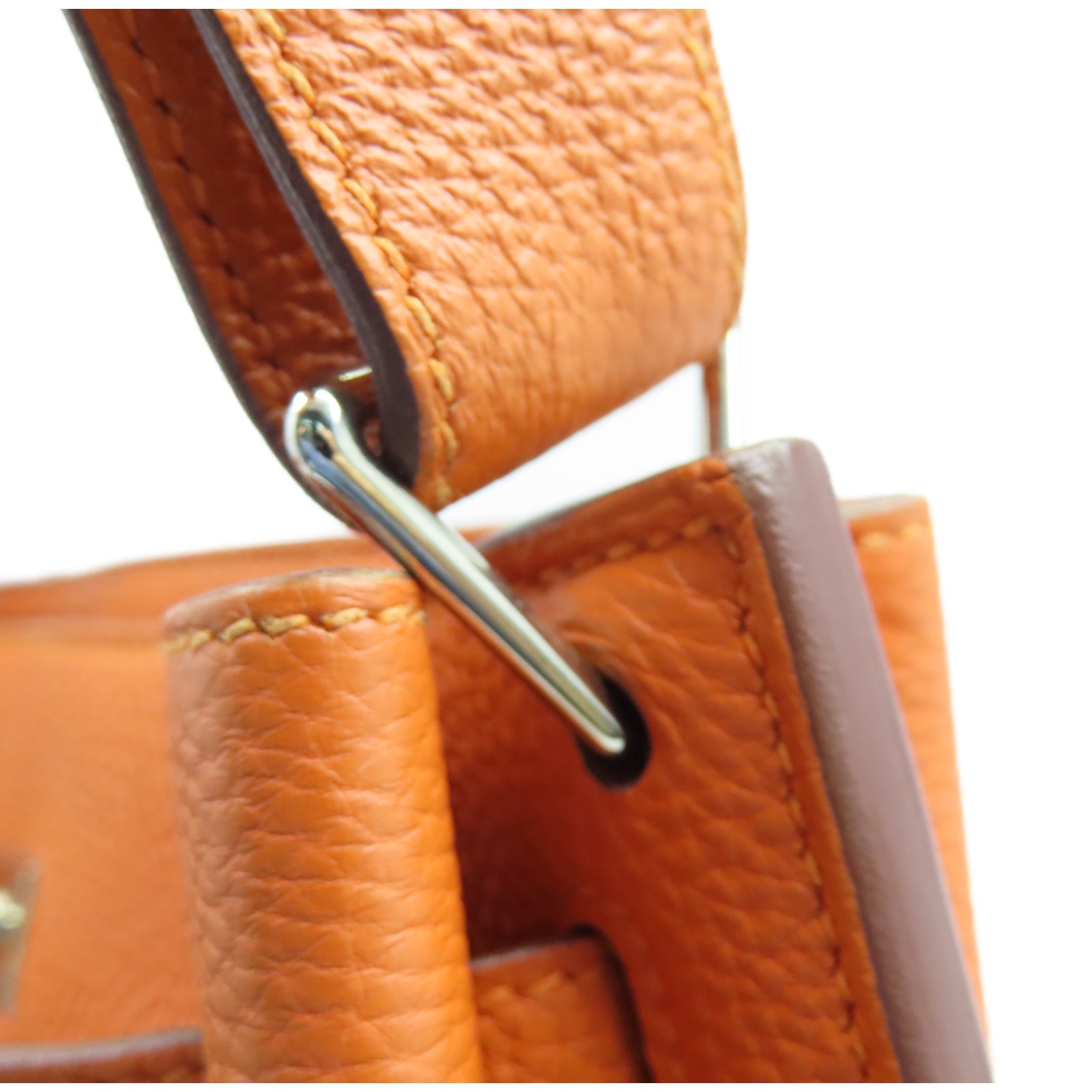 HERMES Togo皮革So Kelly銀扣肩背袋橙色