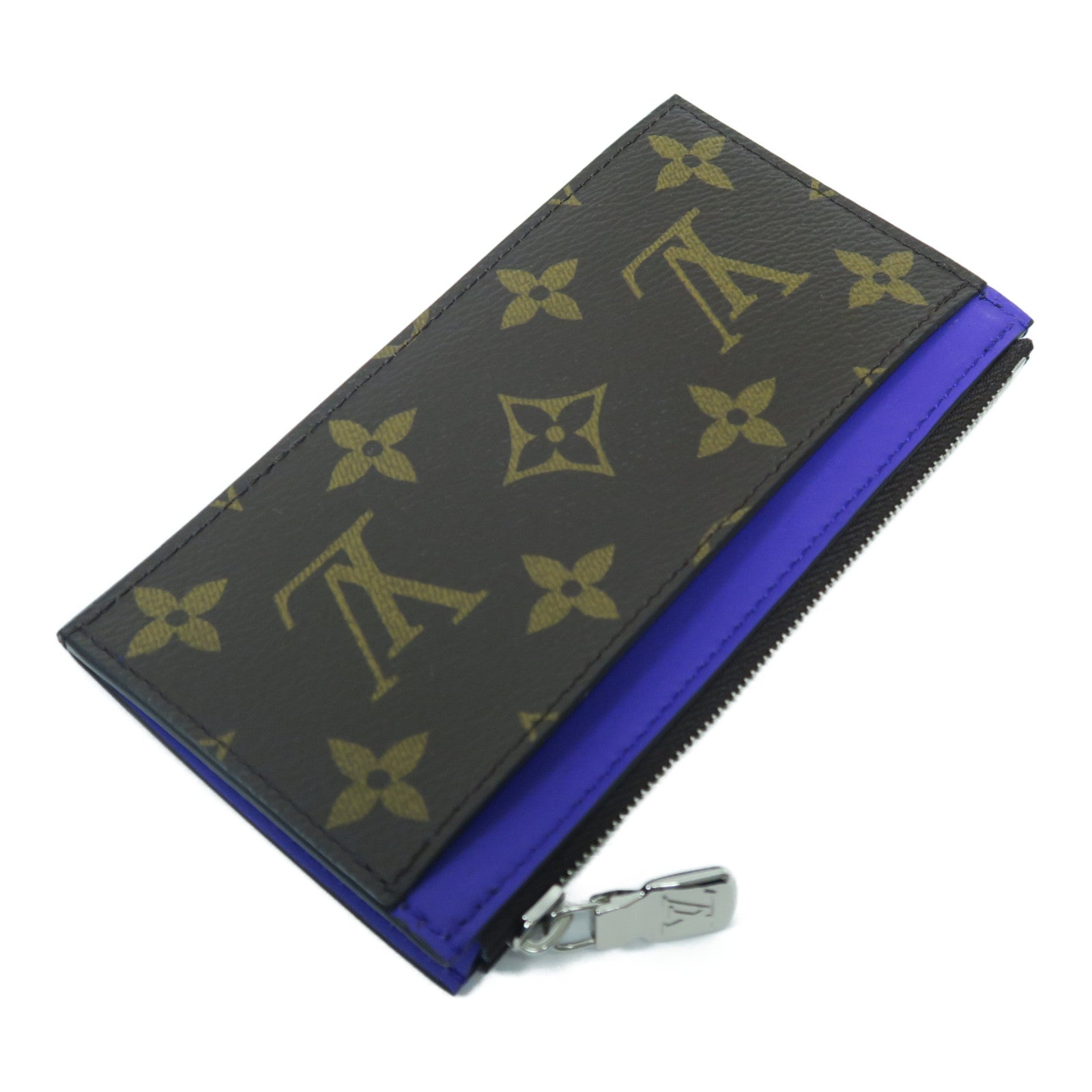 LOUIS VUITTON Monogram Macassar Coin Card Holder銀扣卡片套啡色/紫色