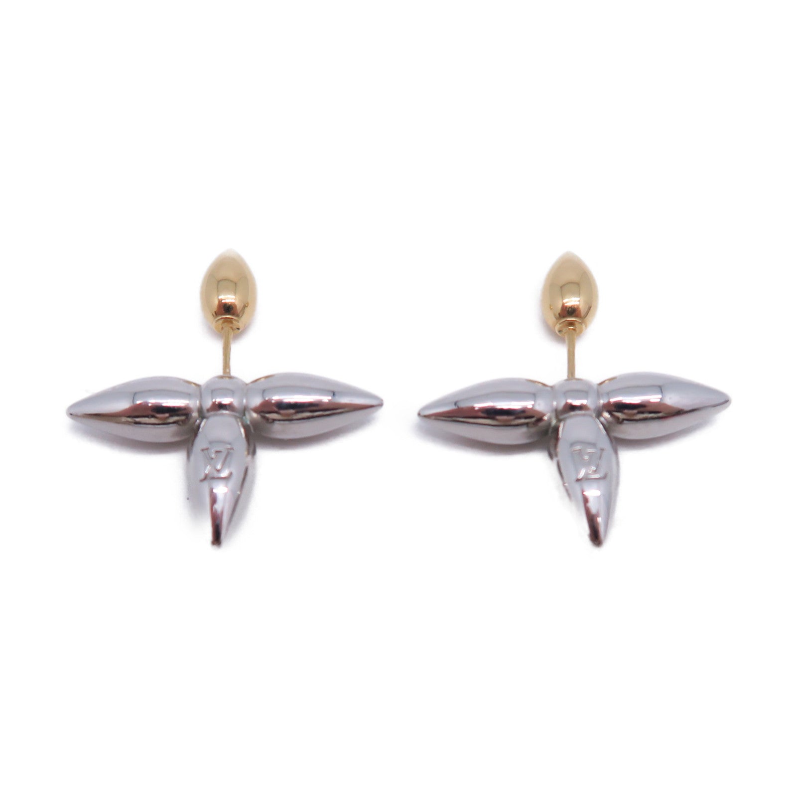 LOUIS VUITTON 金屬Louisette Stud Earrings銀色/金色