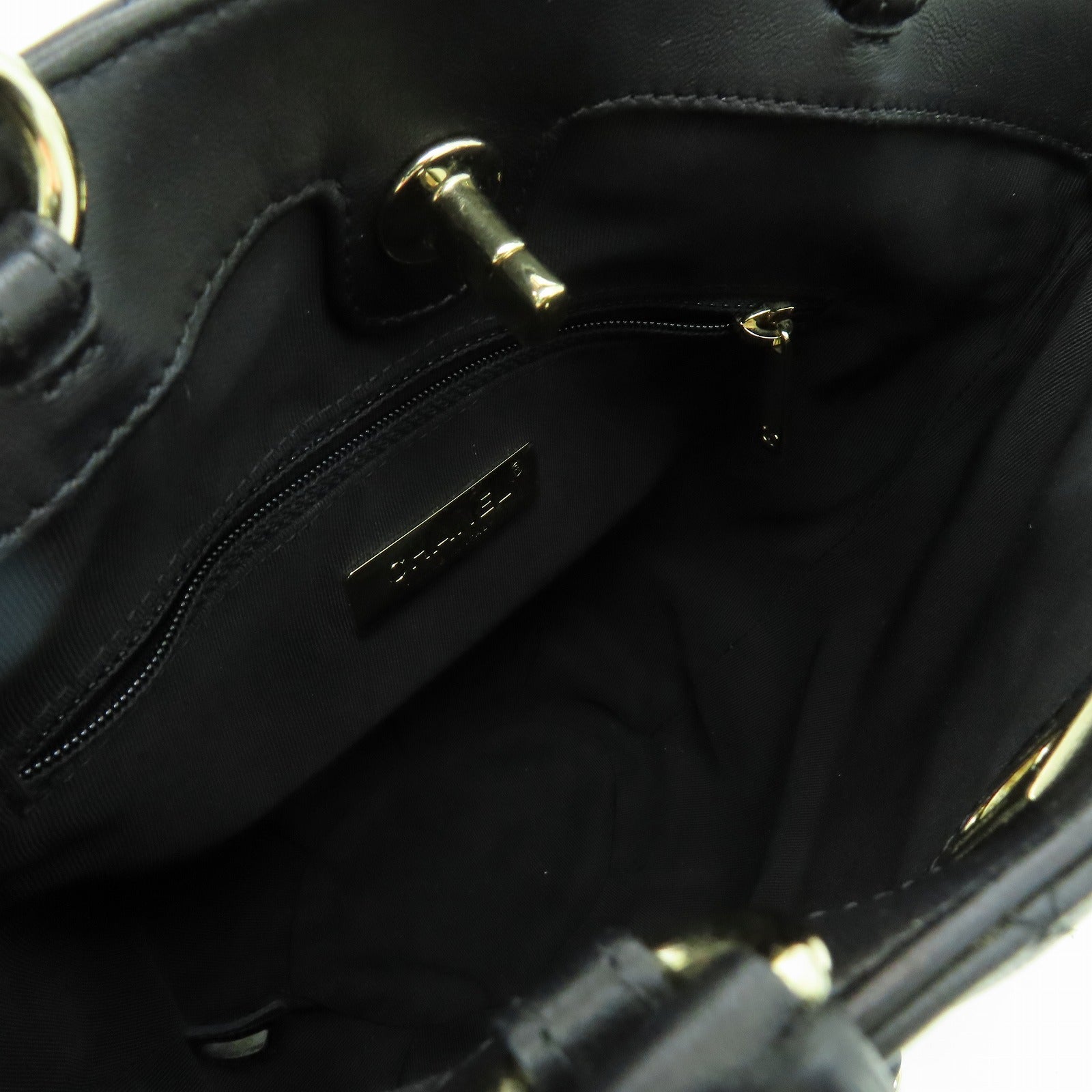 CHANEL 菱格牛皮皮革2way Shoulder Bag金扣手挽肩背兩用袋黒色
