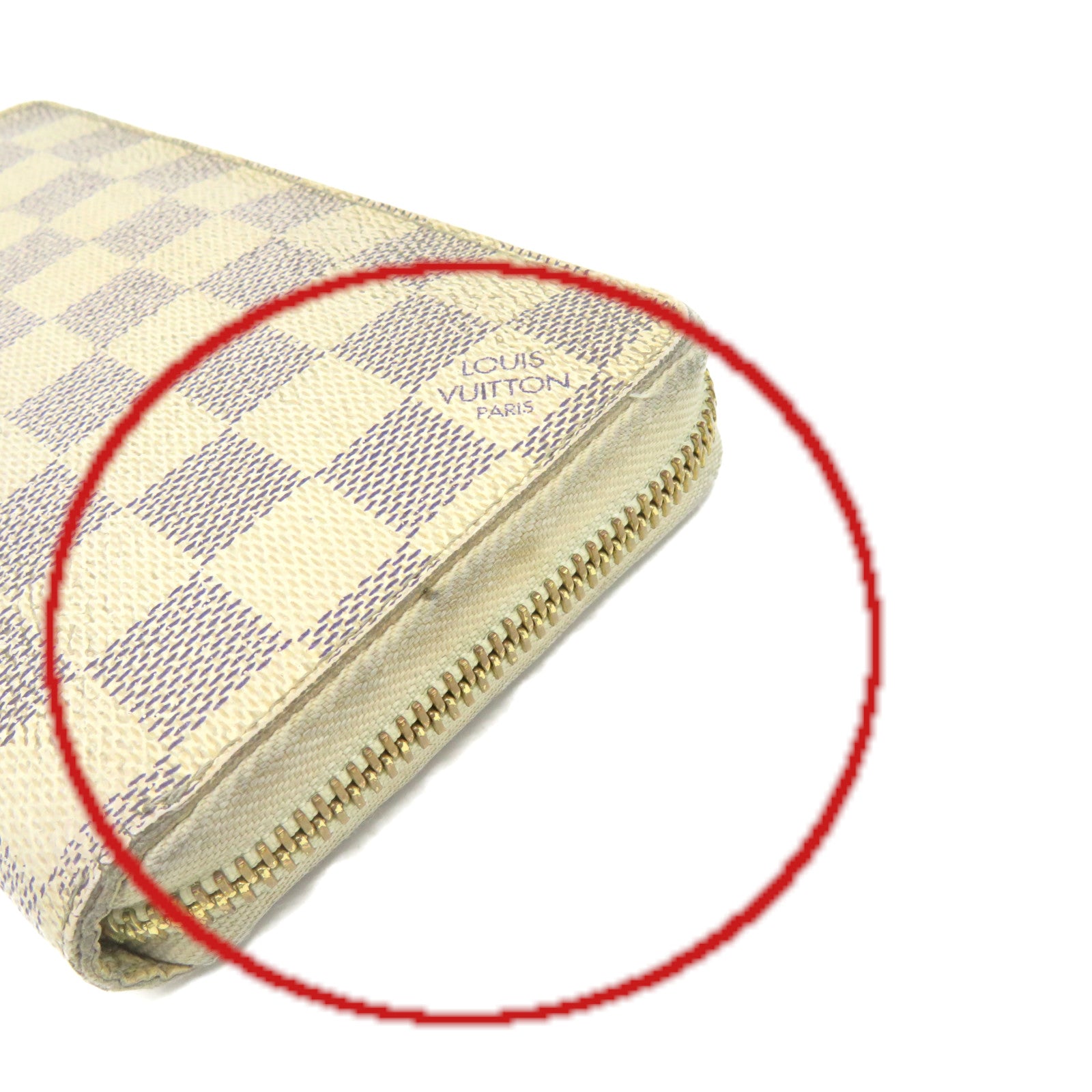 LOUIS VUITTON Damier Azur Zipper Long Wallet拉链长钱包米白色