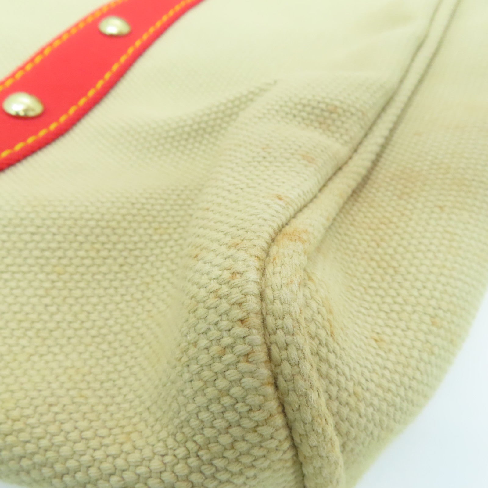 LOUIS VUITTON 帆布Cabas GM金扣手挽袋/肩背袋米色/紅色