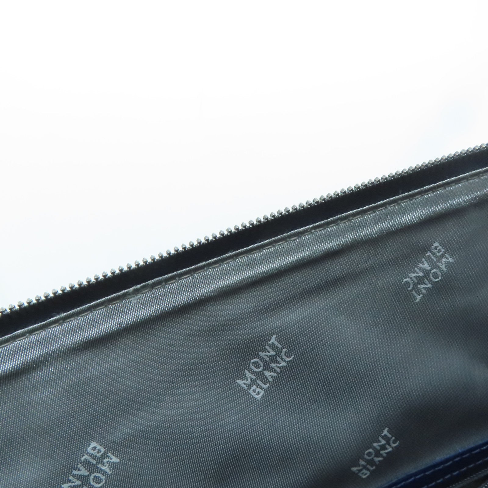 MONTBLANC Cowhide Leather Document Case Silver Buckle Briefcase Dark Blue