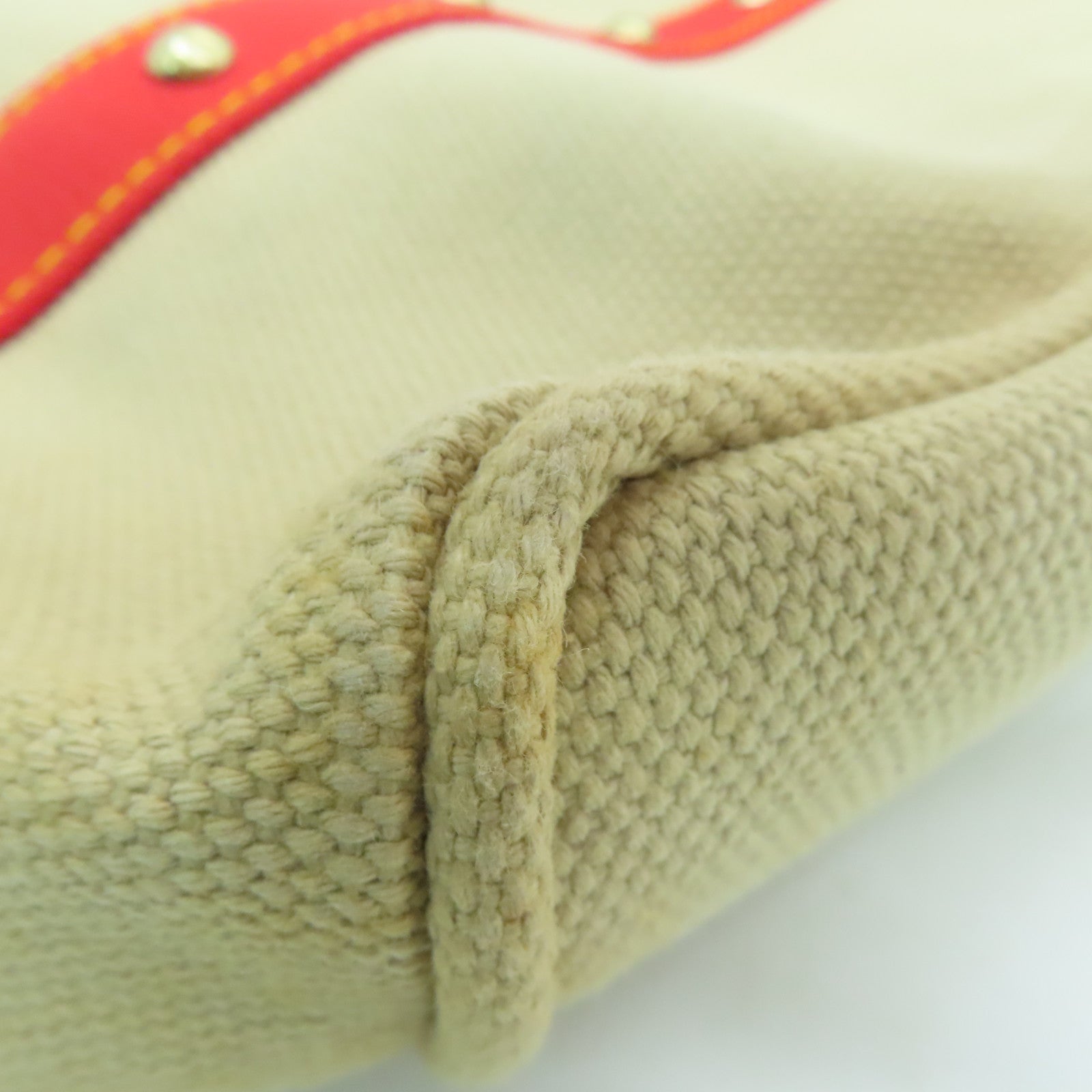 LOUIS VUITTON 帆布Cabas GM金扣手挽袋/肩背袋米色/紅色