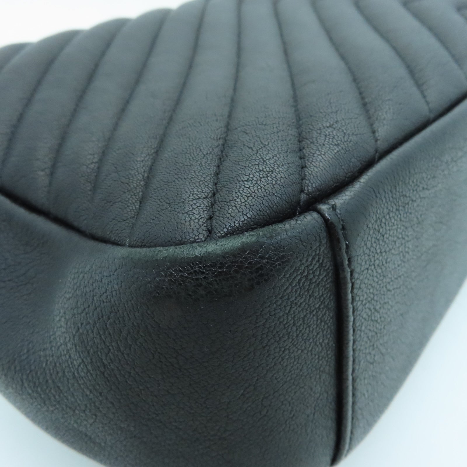 SAINT LAURENT Cowhide Leather 2way Shoulder Bag Silver Buckle Handle Shoulder Bag Black