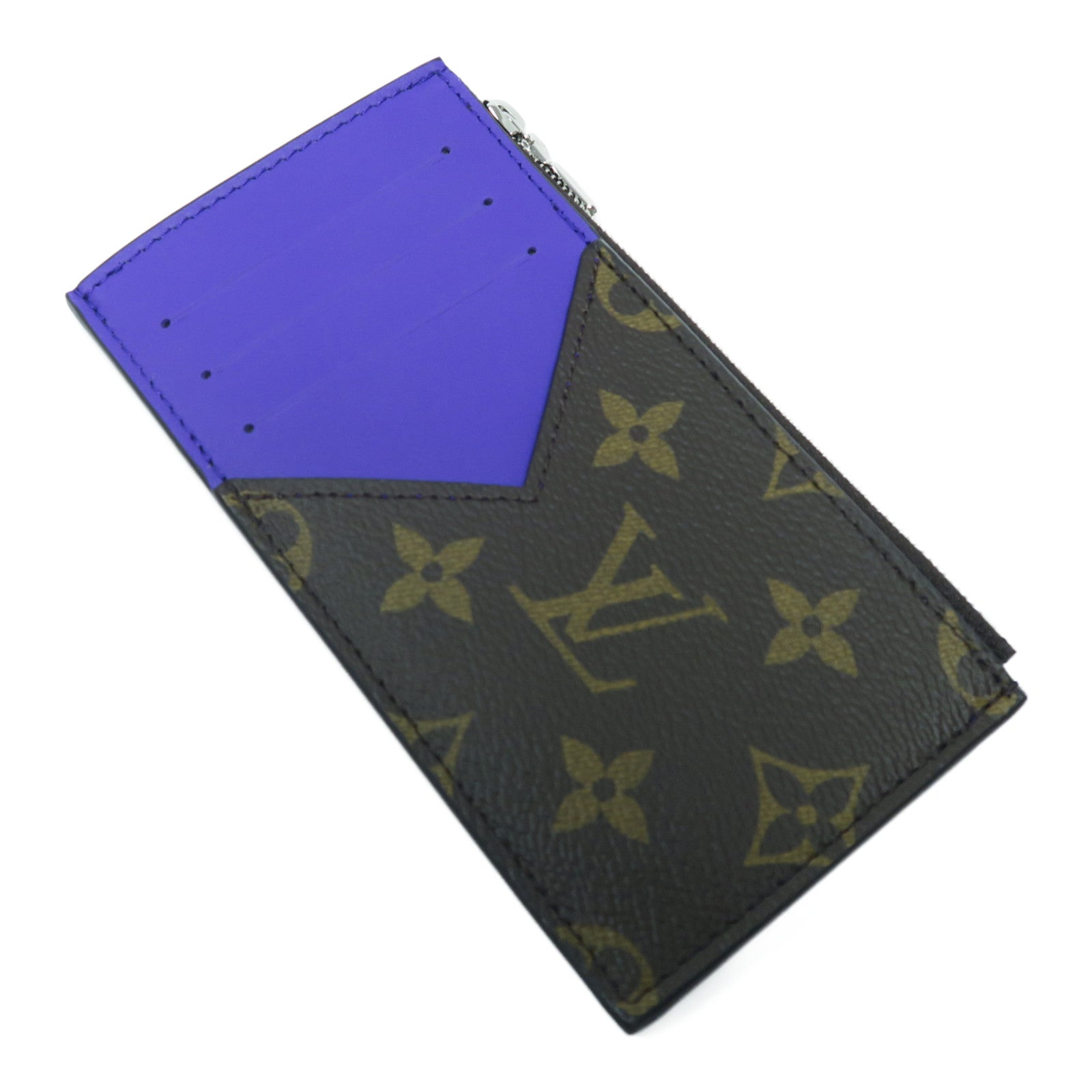 LOUIS VUITTON Monogram Macassar Coin Card Holder銀扣卡片套啡色/紫色