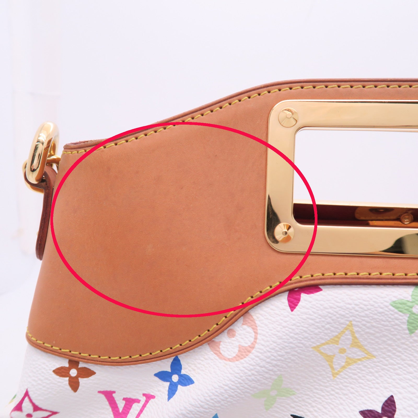 LOUIS VUITTON Monogram Multicolore Judy MM金扣手挽肩背兩用袋白色
