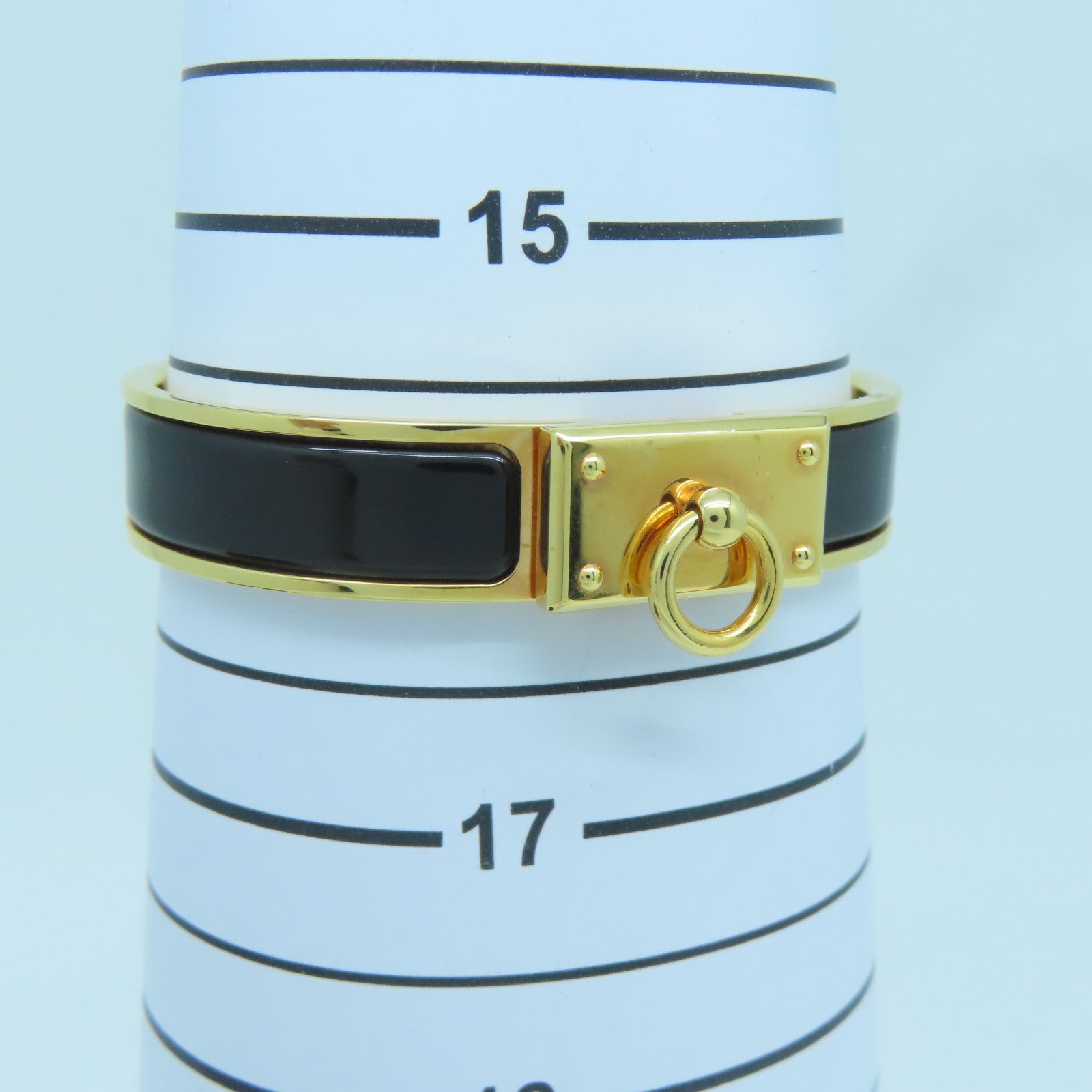HERMES 金屬Clic Anneau Bracelet手鐲黑色/金色