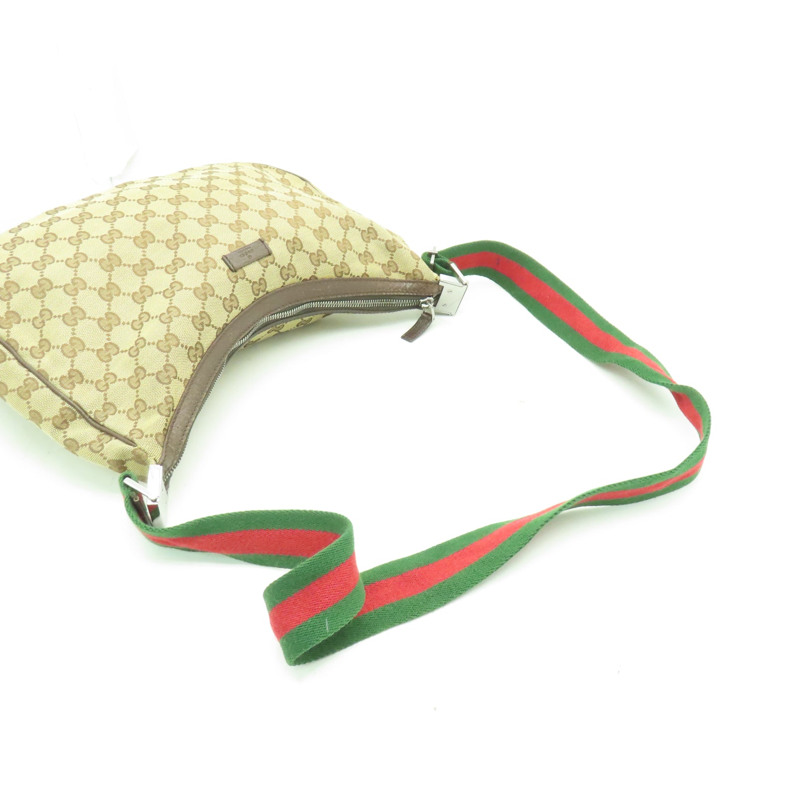 GUCCI 帆布Shoulder Bag銀扣肩背袋啡色