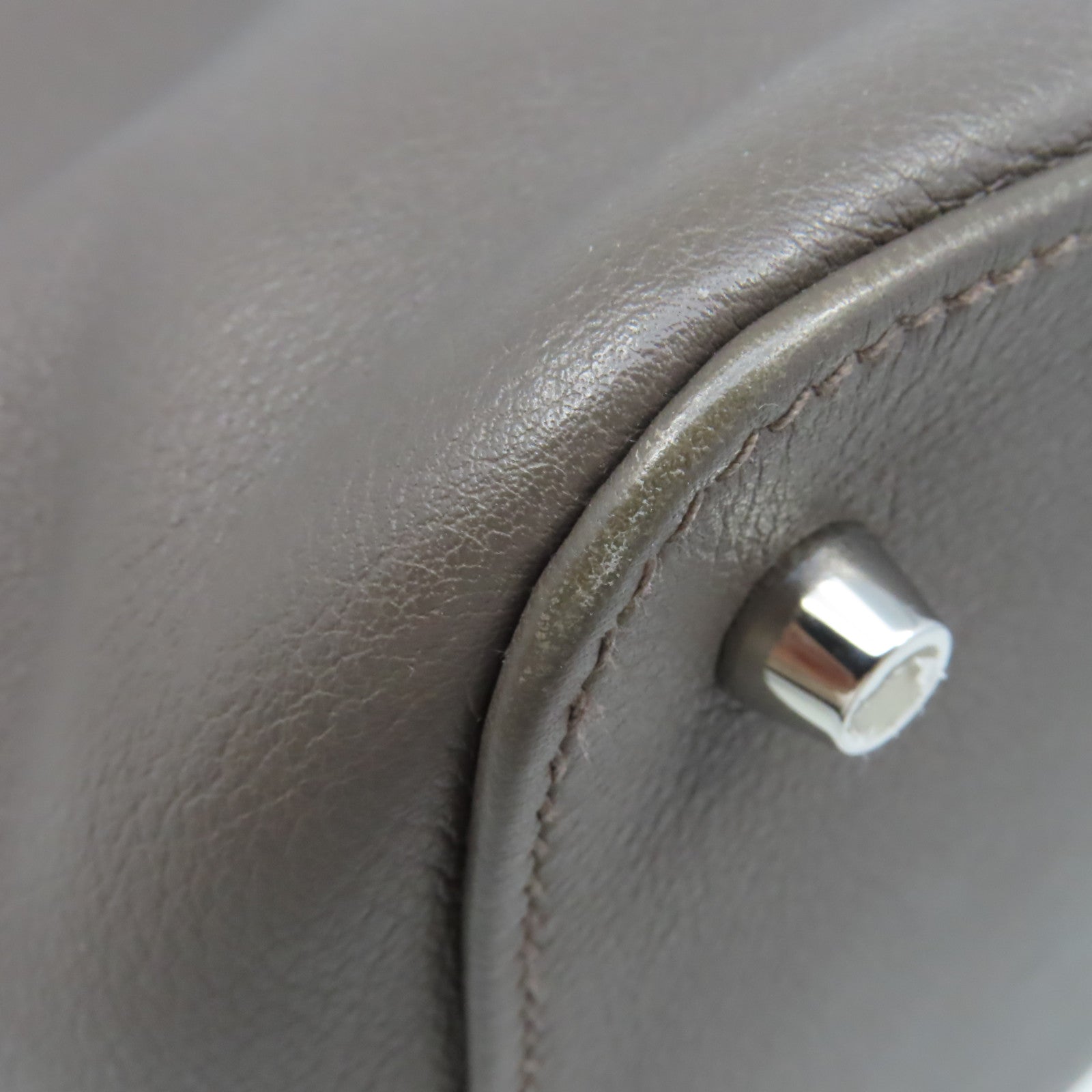 HERMES Evercolor皮革Toolbox 26 2Way Shoulder Bag銀扣手挽肩背兩用袋Etain/錫灰色