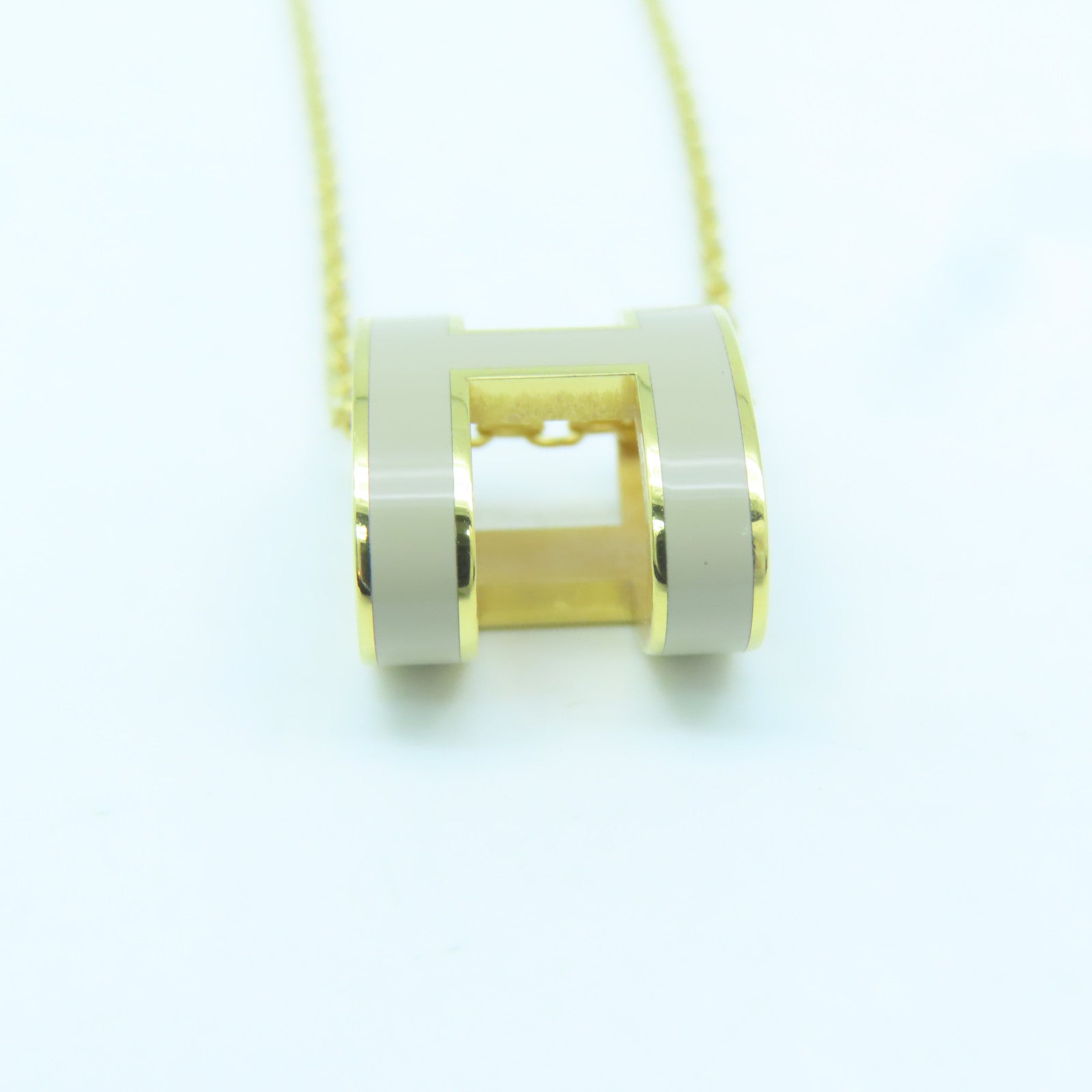HERMES Metal Pop H Necklace Gold Buckle Necklace Gold/Grey