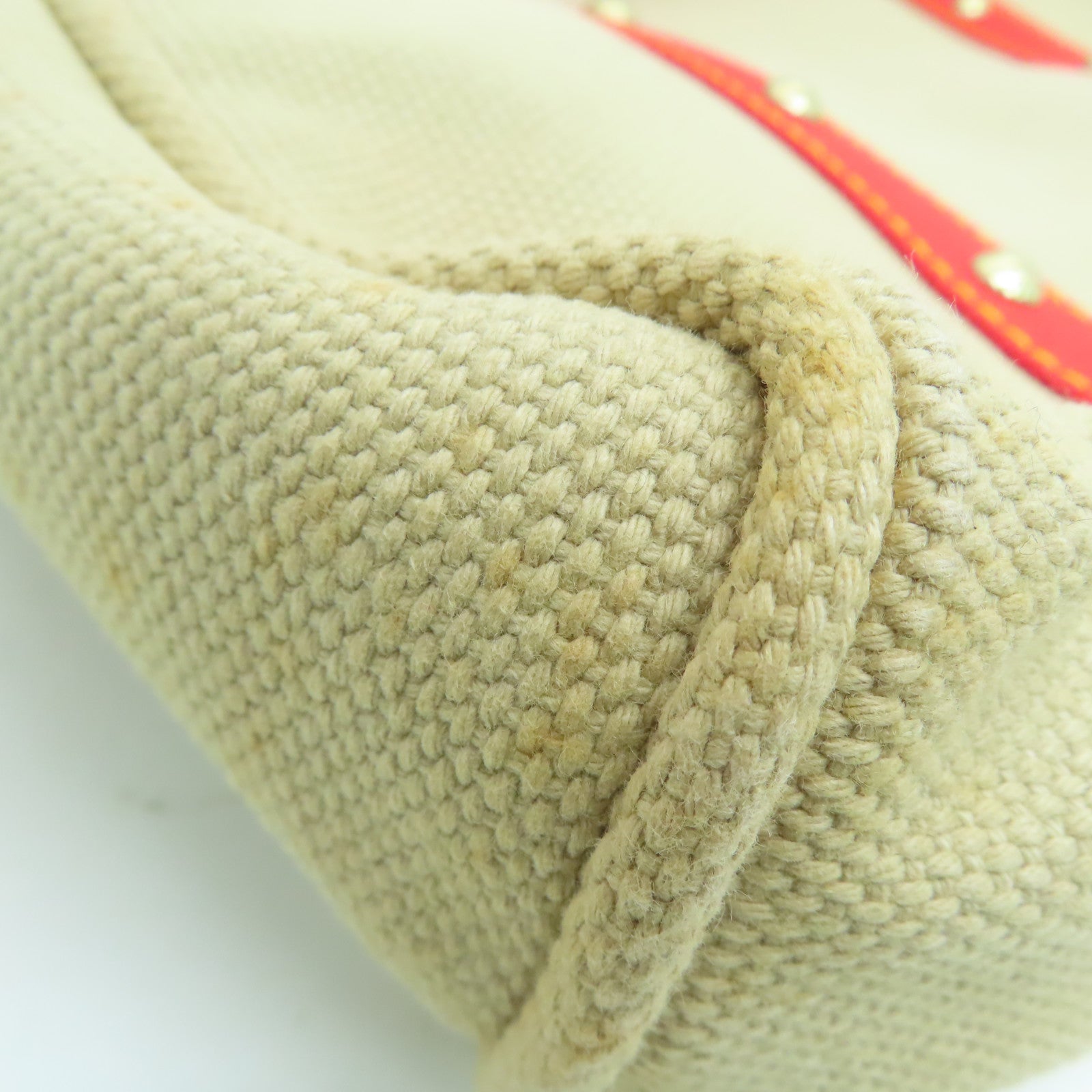 LOUIS VUITTON 帆布Cabas GM金扣手挽袋/肩背袋米色/紅色
