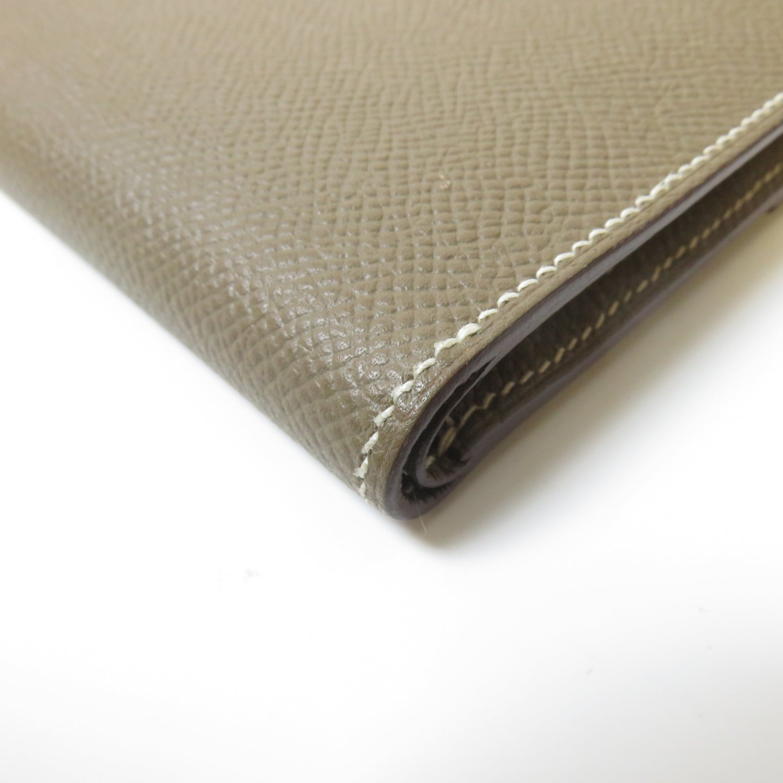 HERMES Epsom皮革Wallet金扣錢包Etoupe大象灰色