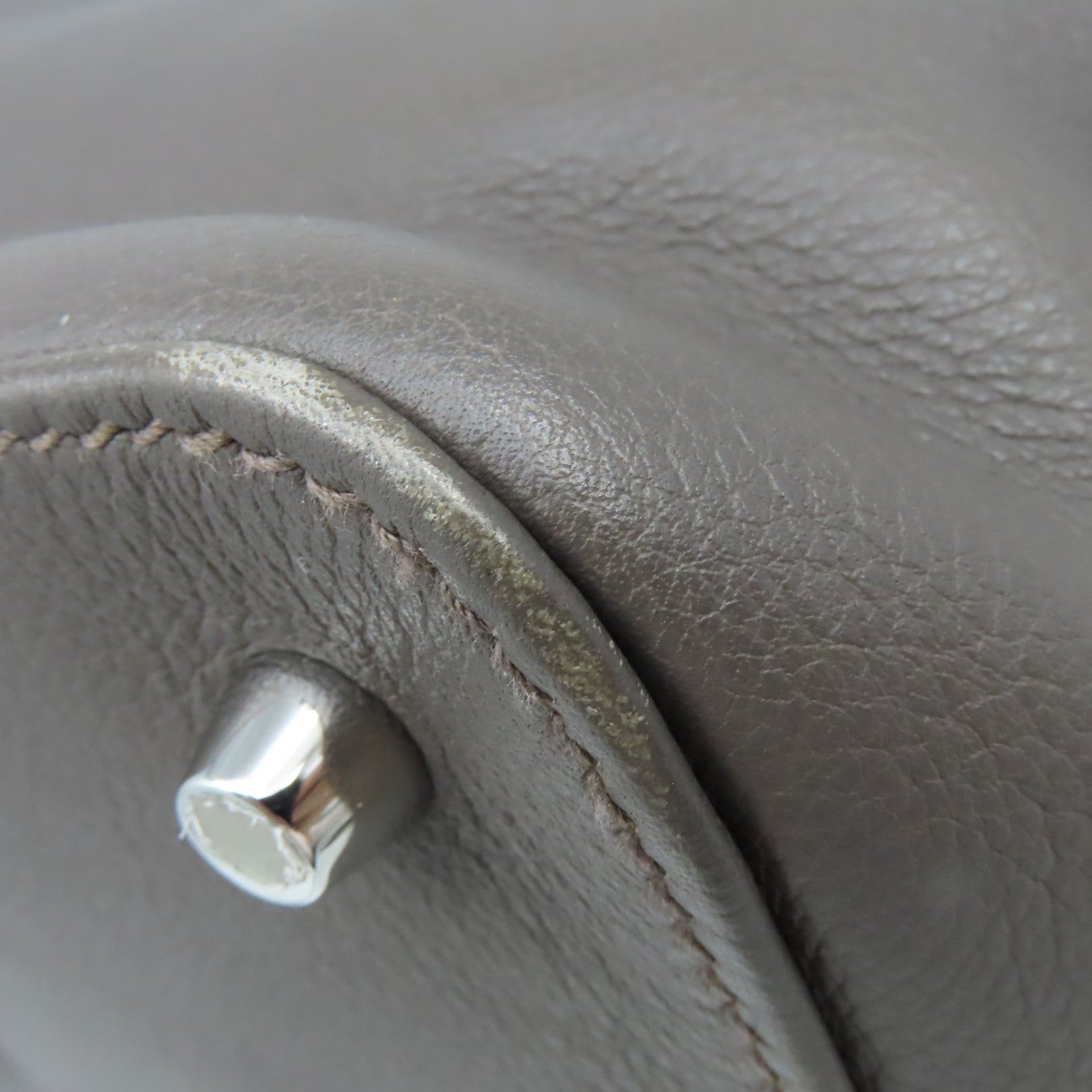 HERMES Evercolor皮革Toolbox 26 2Way Shoulder Bag銀扣手挽肩背兩用袋Etain/錫灰色