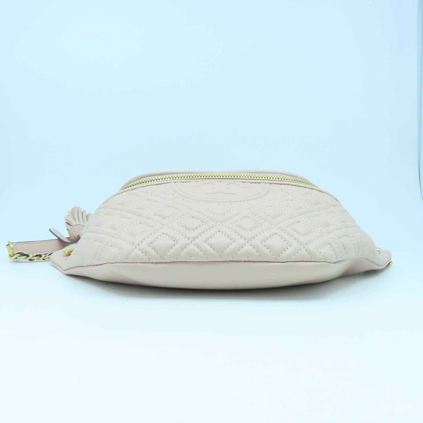 Tory Burch 菱格羊皮皮革Waist Bag金扣胸前包粉紅色