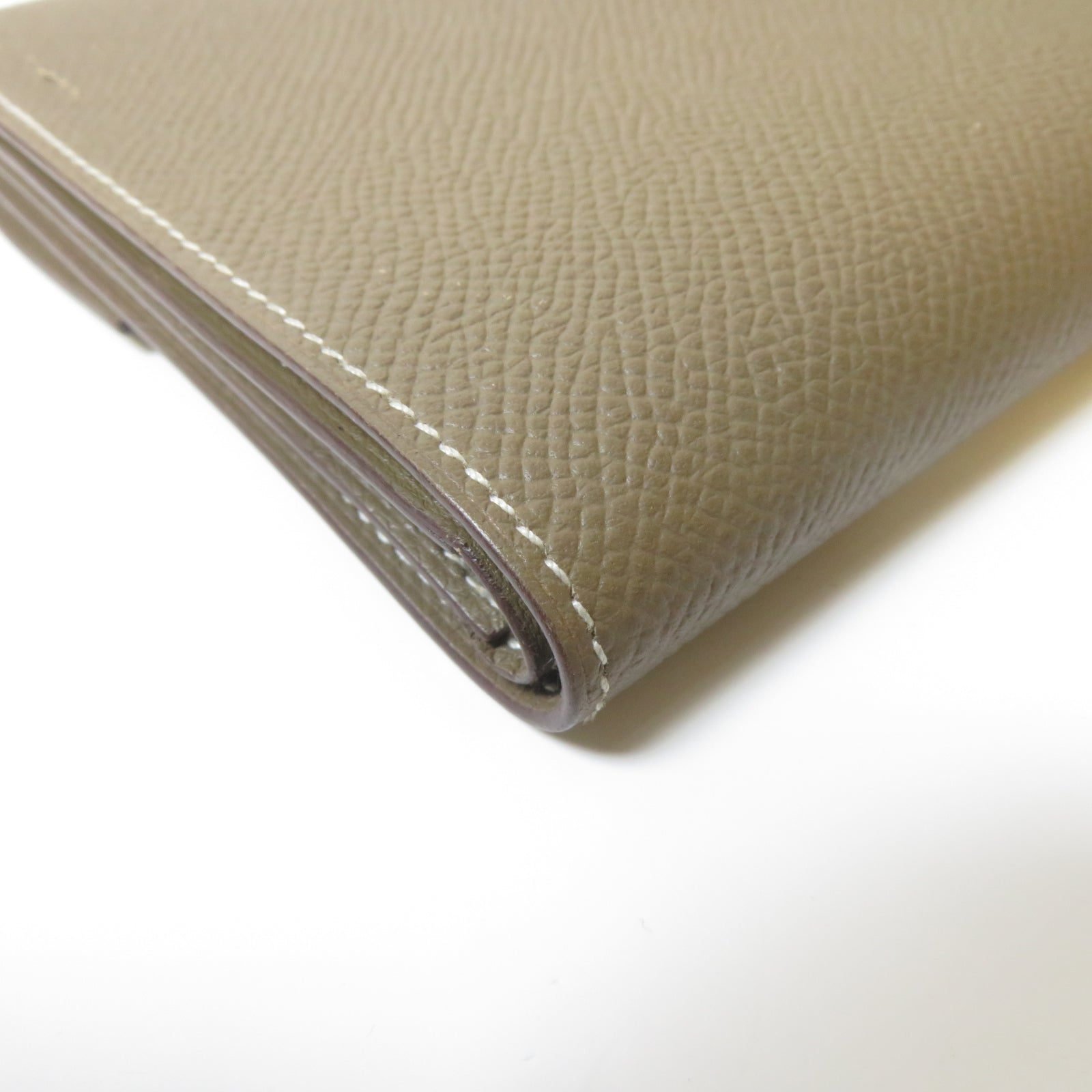HERMES Epsom皮革Wallet金扣錢包Etoupe大象灰色