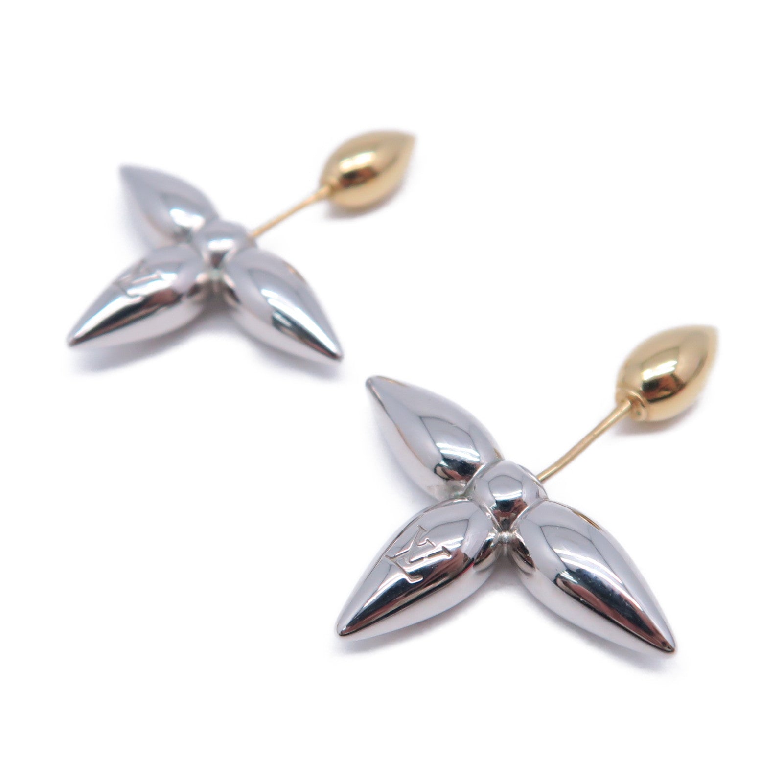 LOUIS VUITTON 金屬Louisette Stud Earrings銀色/金色
