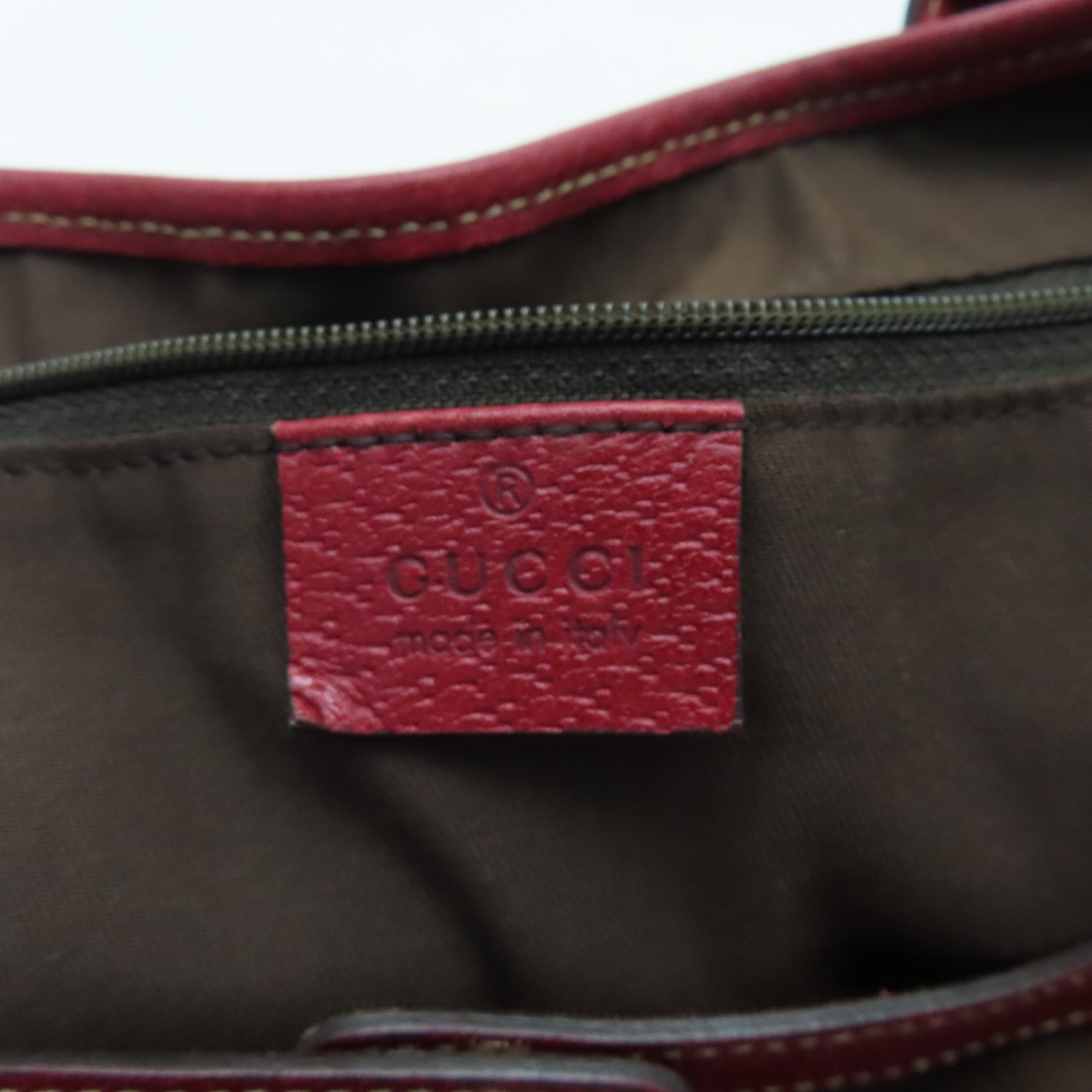 GUCCI 帆布Tote Bag金扣手挽袋紅色/啡色
