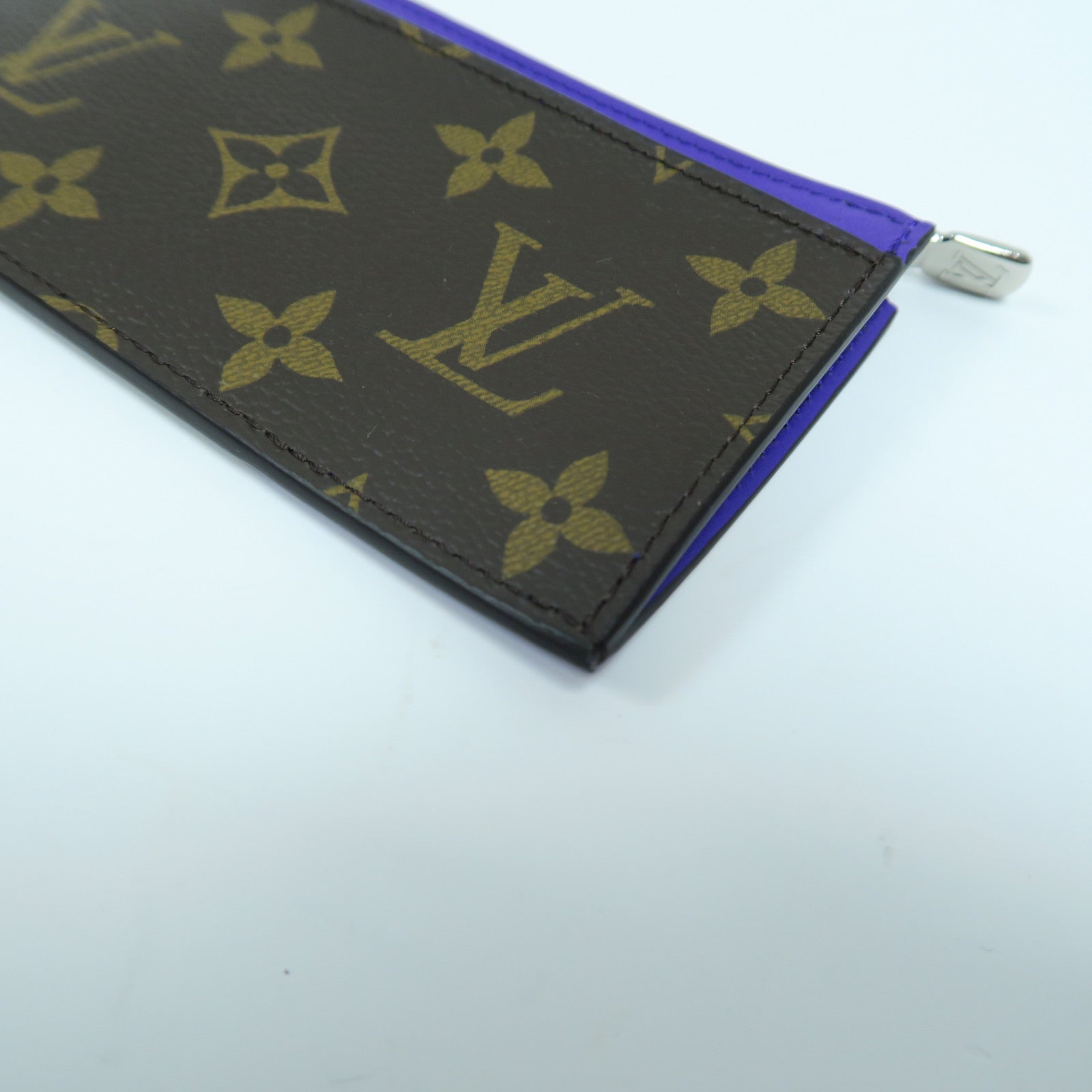 LOUIS VUITTON Monogram Macassar Coin Card Holder銀扣卡片套啡色/紫色