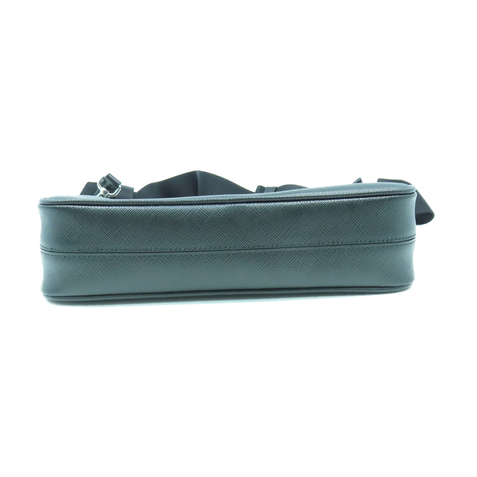 PRADA 牛皮皮革Shoulder Bag銀扣肩背袋黑色