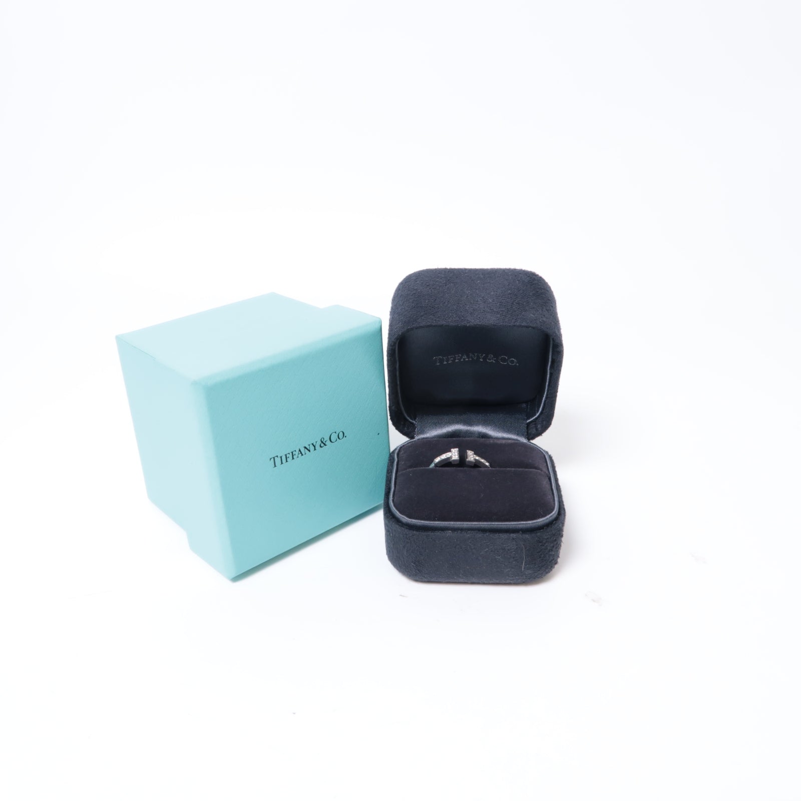 TIFFANY＆CO 18K白金T-wire Ring 0.13ct鑽石戒指US#9