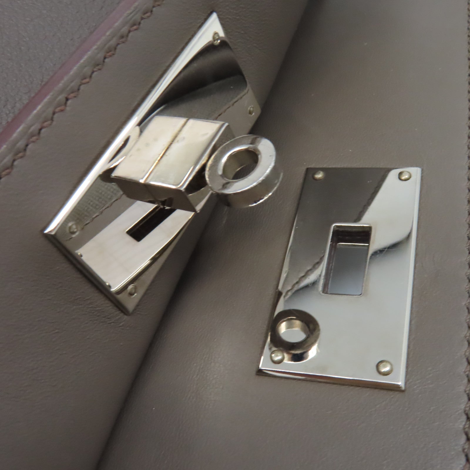 HERMES Evercolor皮革Toolbox 26 2Way Shoulder Bag銀扣手挽肩背兩用袋Etain/錫灰色