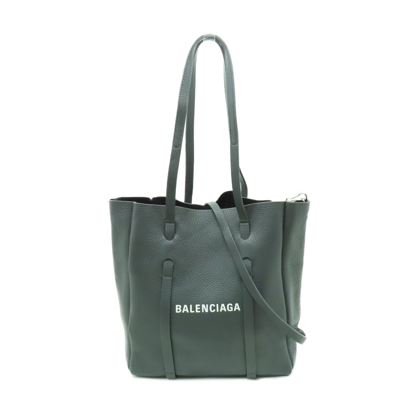 BALENCIAGA 牛皮皮革2way Shoulder Bag銀扣手挽肩背兩用袋灰色