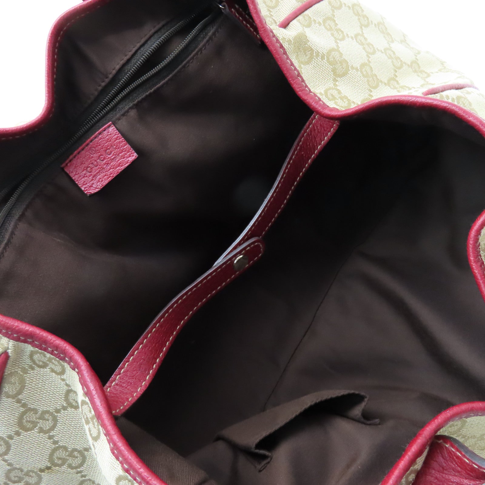 GUCCI 帆布Tote Bag金扣手挽袋紅色/啡色