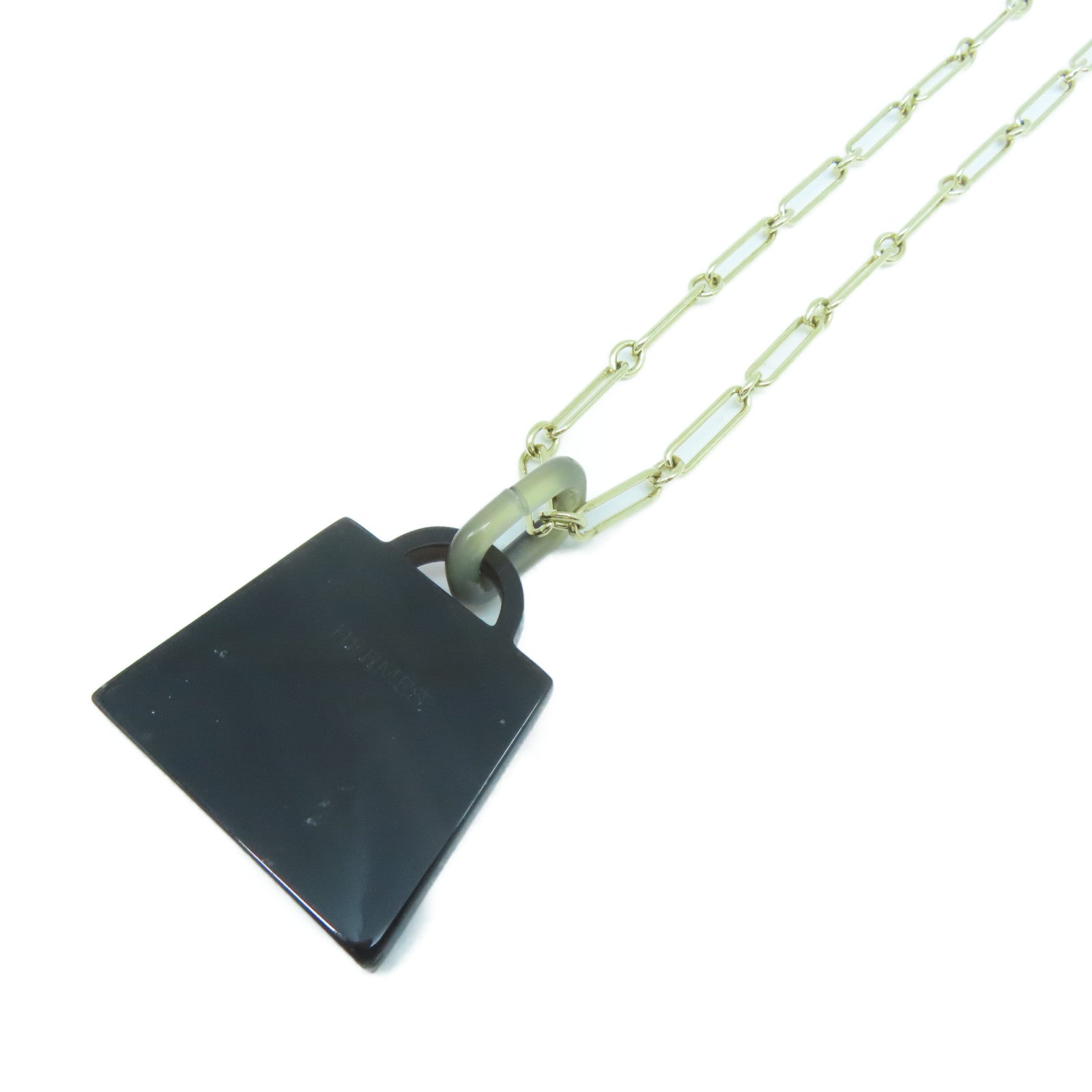 HERMES PVC/金屬Fusion Amulette Necklace項鍊金色/黑色/紅色#82cm