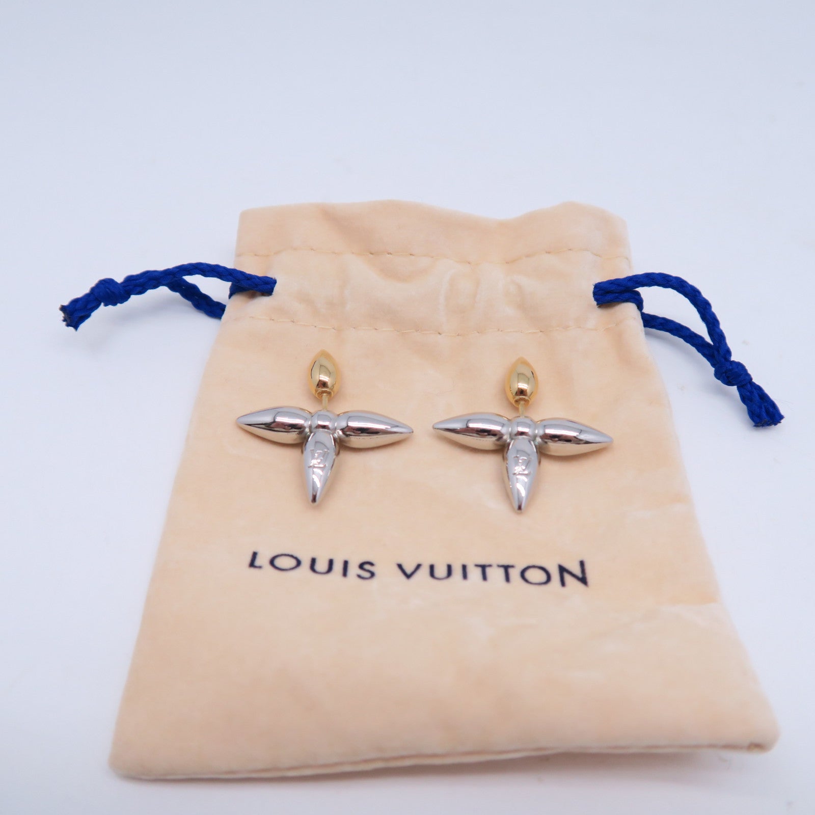 LOUIS VUITTON 金屬Louisette Stud Earrings銀色/金色