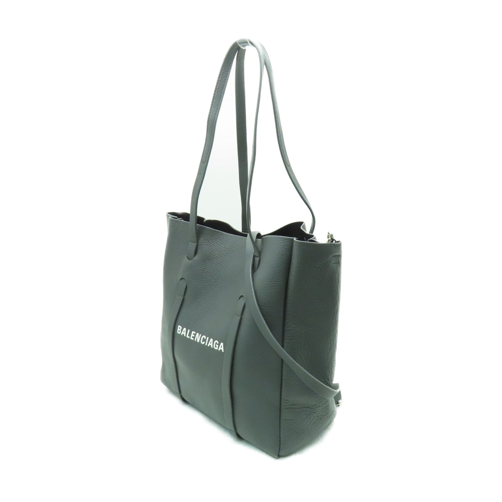 BALENCIAGA 牛皮皮革2way Shoulder Bag銀扣手挽肩背兩用袋灰色