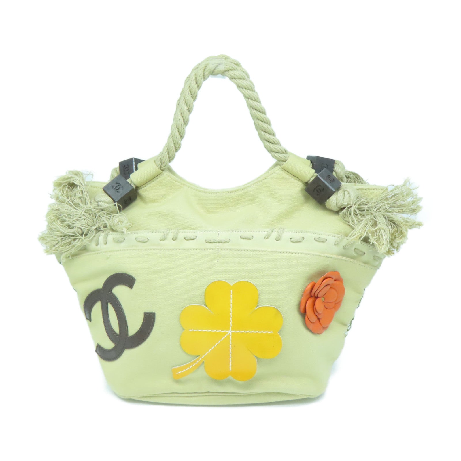 CHANEL 【激減優惠】帆布Tote Bag銀扣手挽袋米色