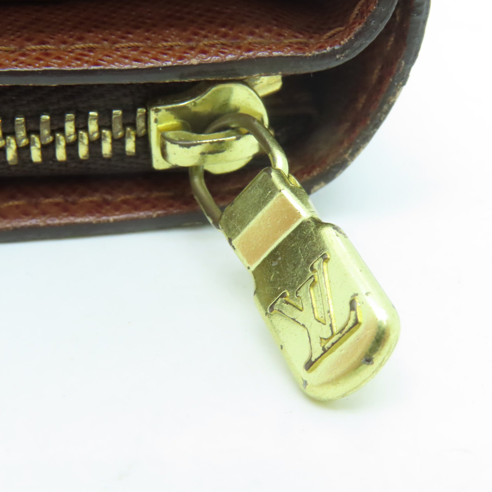 LOUIS VUITTON Monogram Compact Zipper Wallet金扣钱包啡色