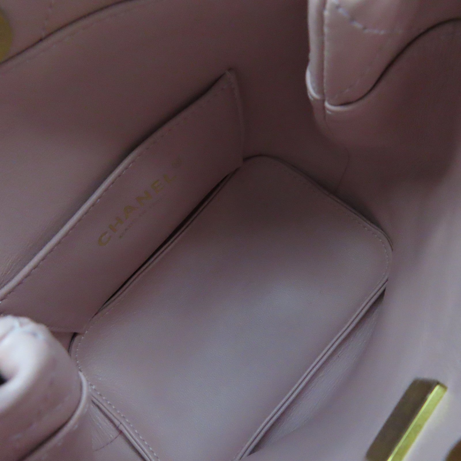 CHANEL 菱格牛皮皮革Chain Shoulder Bag金扣鏈帶肩背袋粉紅色