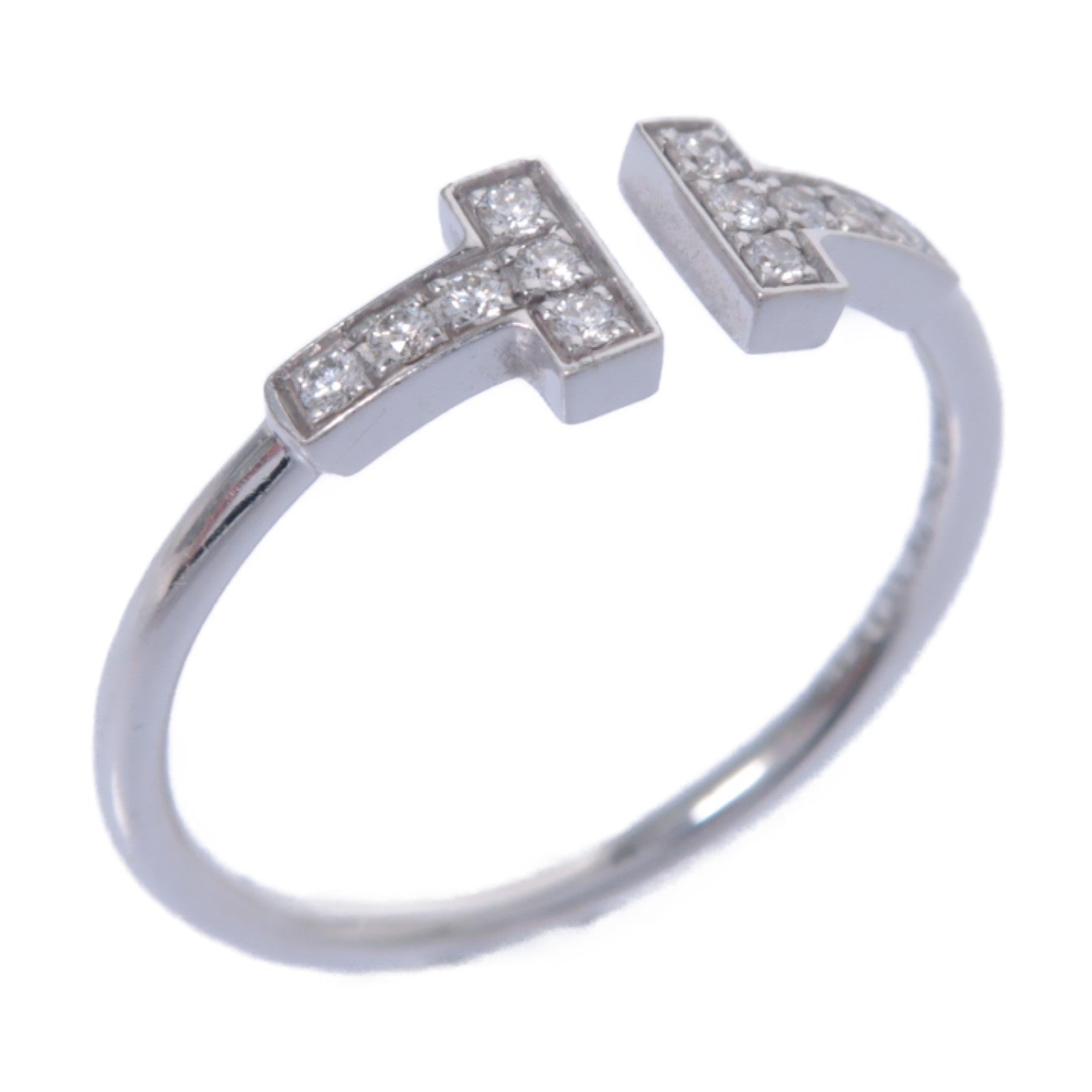 TIFFANY＆CO 18K白金T-wire Ring 0.13ct鑽石戒指US#9