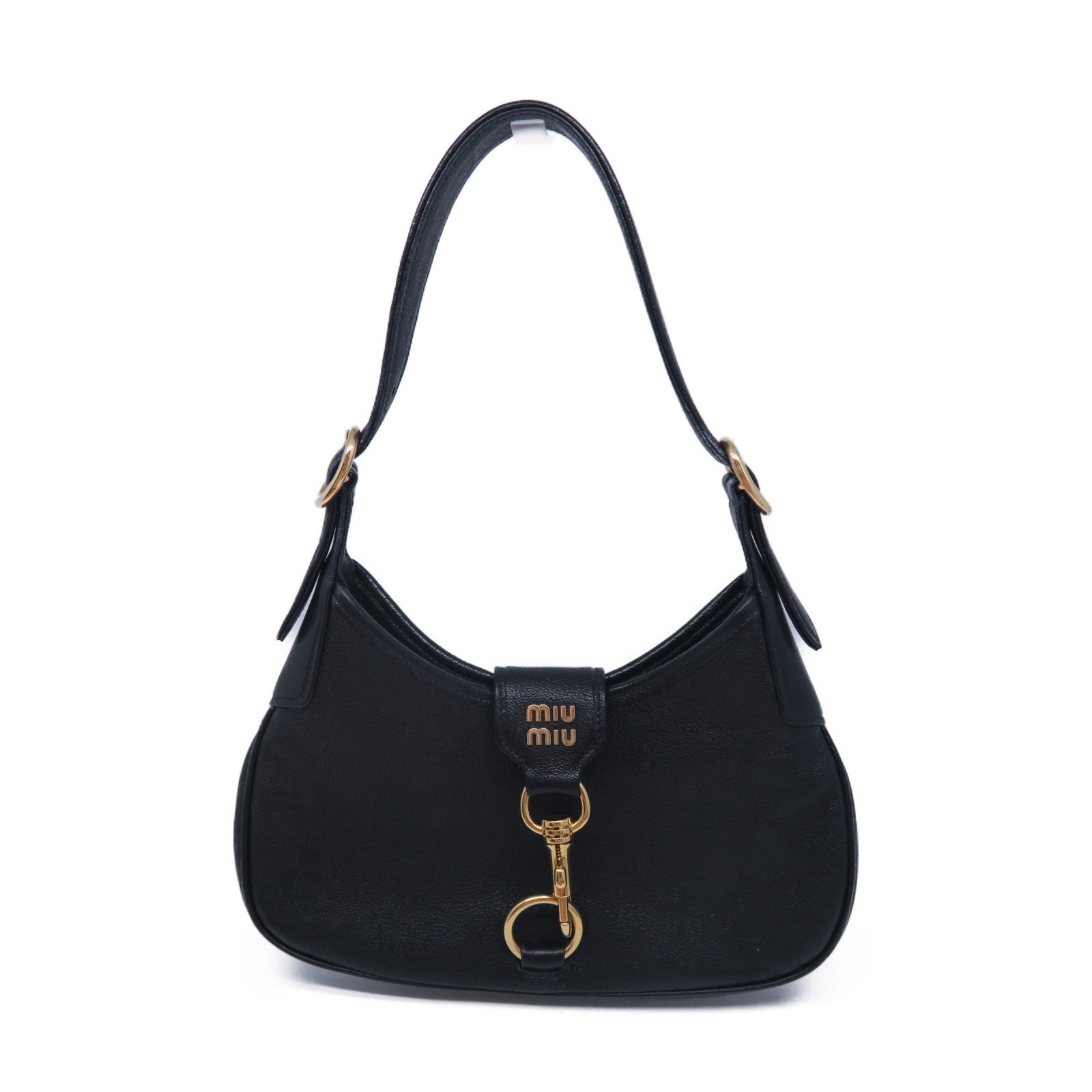 Miu Miu 牛皮皮革Shoulder Bag金扣肩背袋黑色