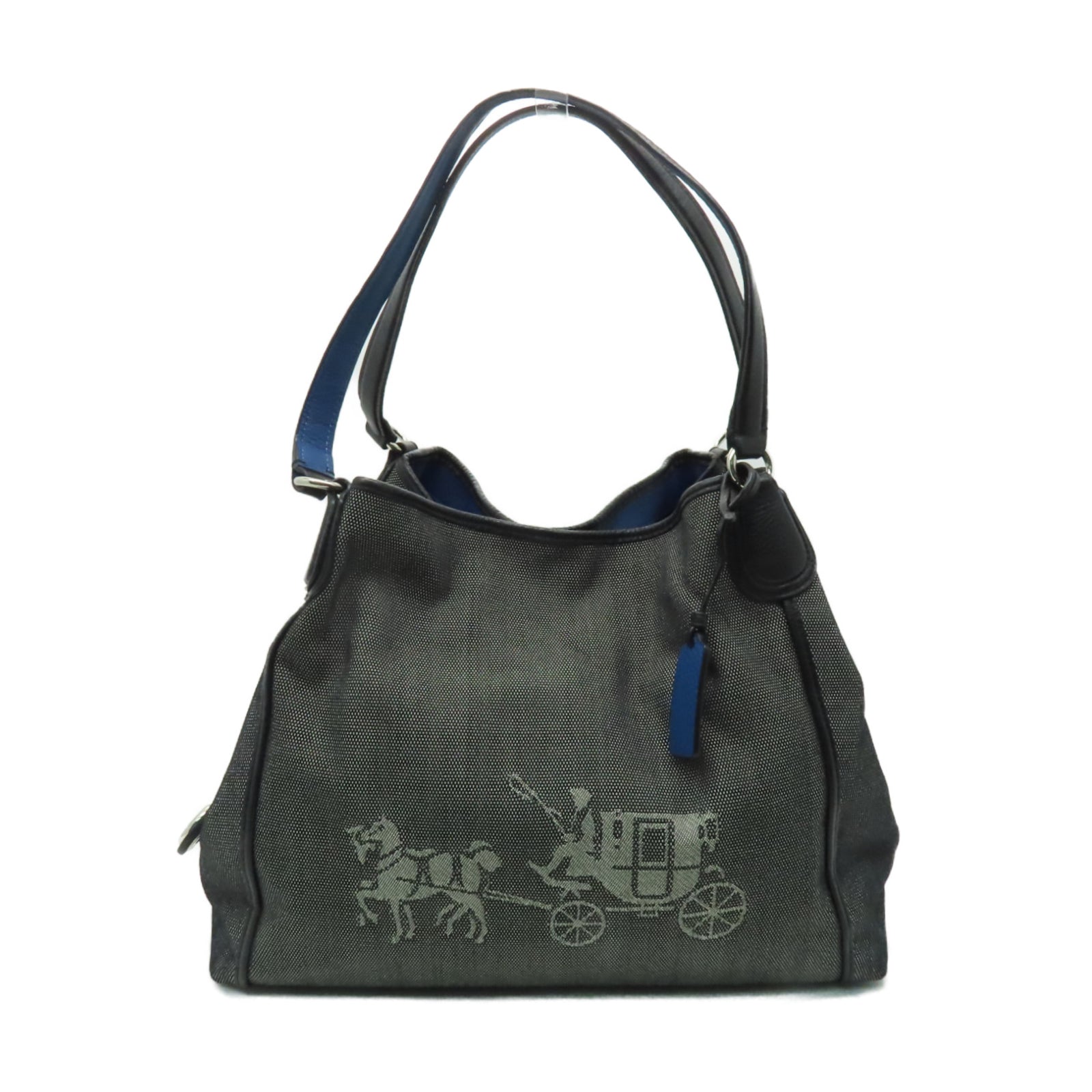 COACH 帆布Shoulder Bag銀扣手挽袋藍色/黒色