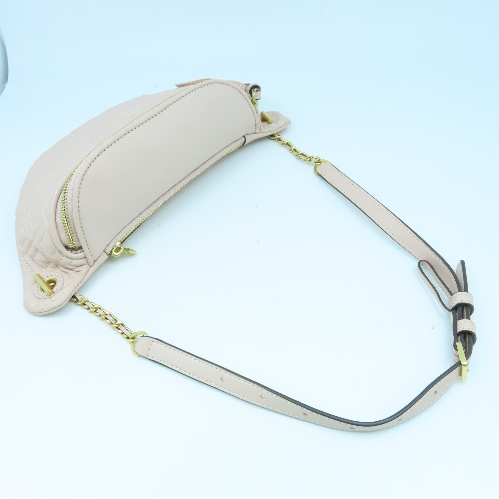 Tory Burch 菱格羊皮皮革Waist Bag金扣胸前包粉紅色