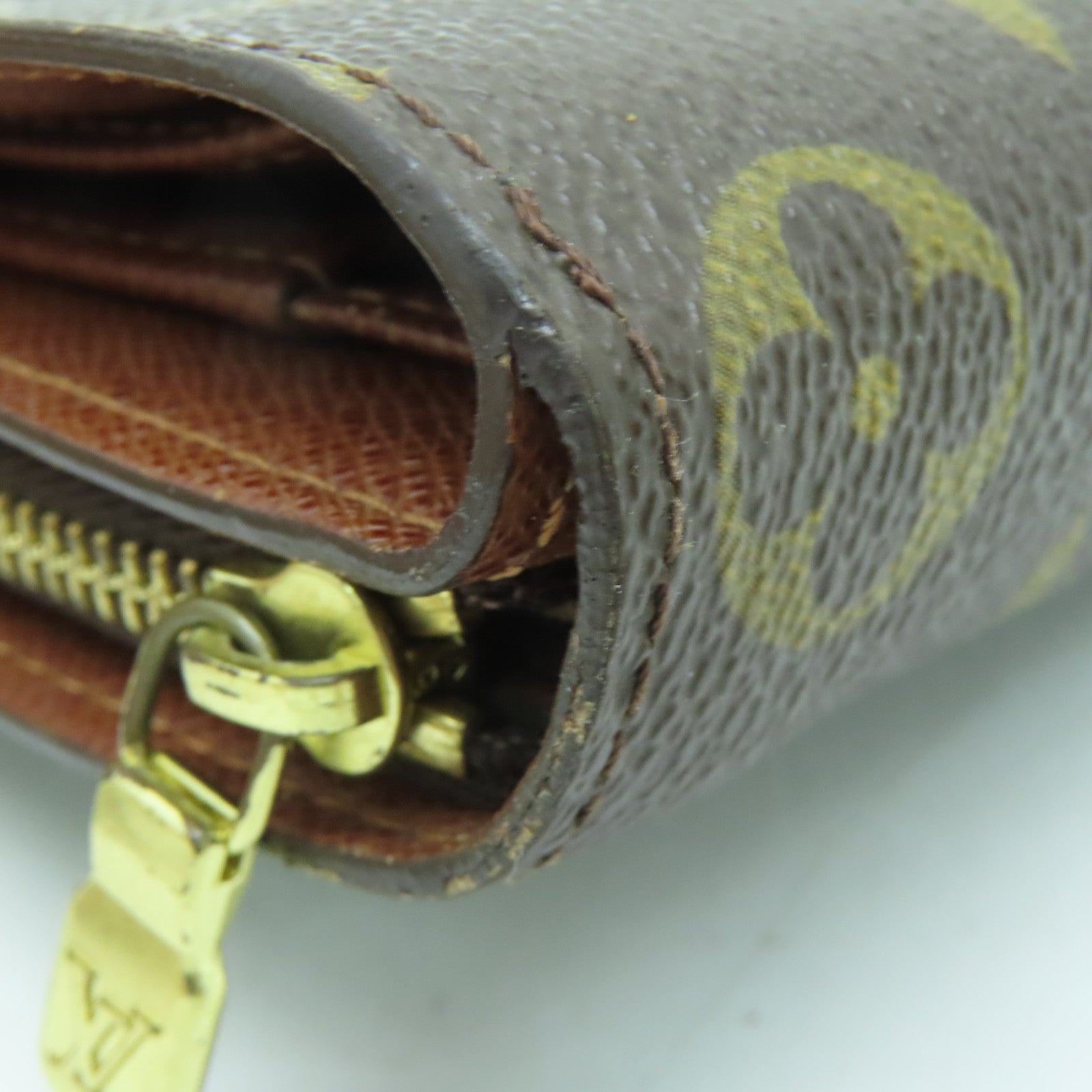 LOUIS VUITTON Monogram Compact Zipper Wallet金扣钱包啡色