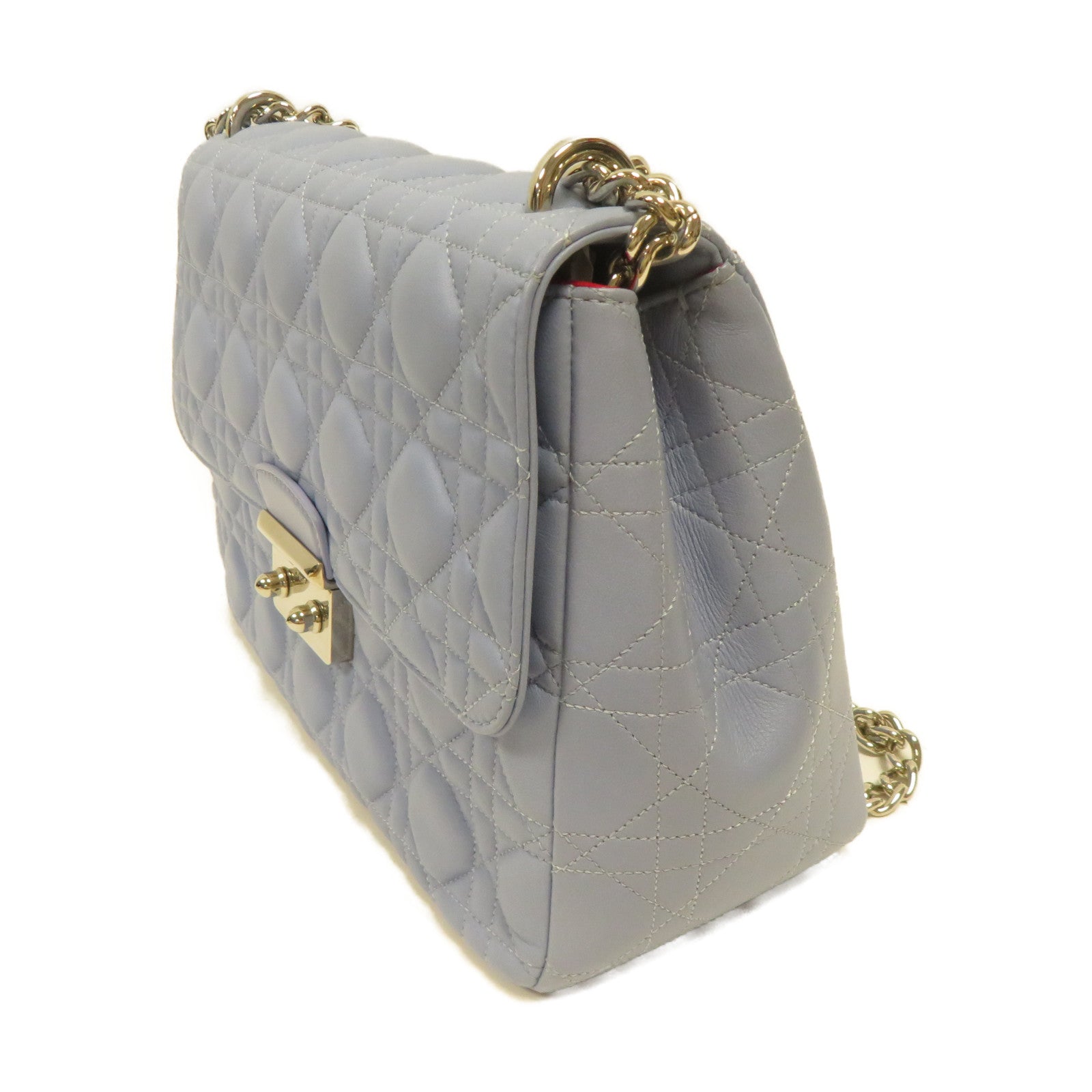 Dior 羊皮皮革Chain Shoulder銀扣鏈帶肩背袋淺藍色