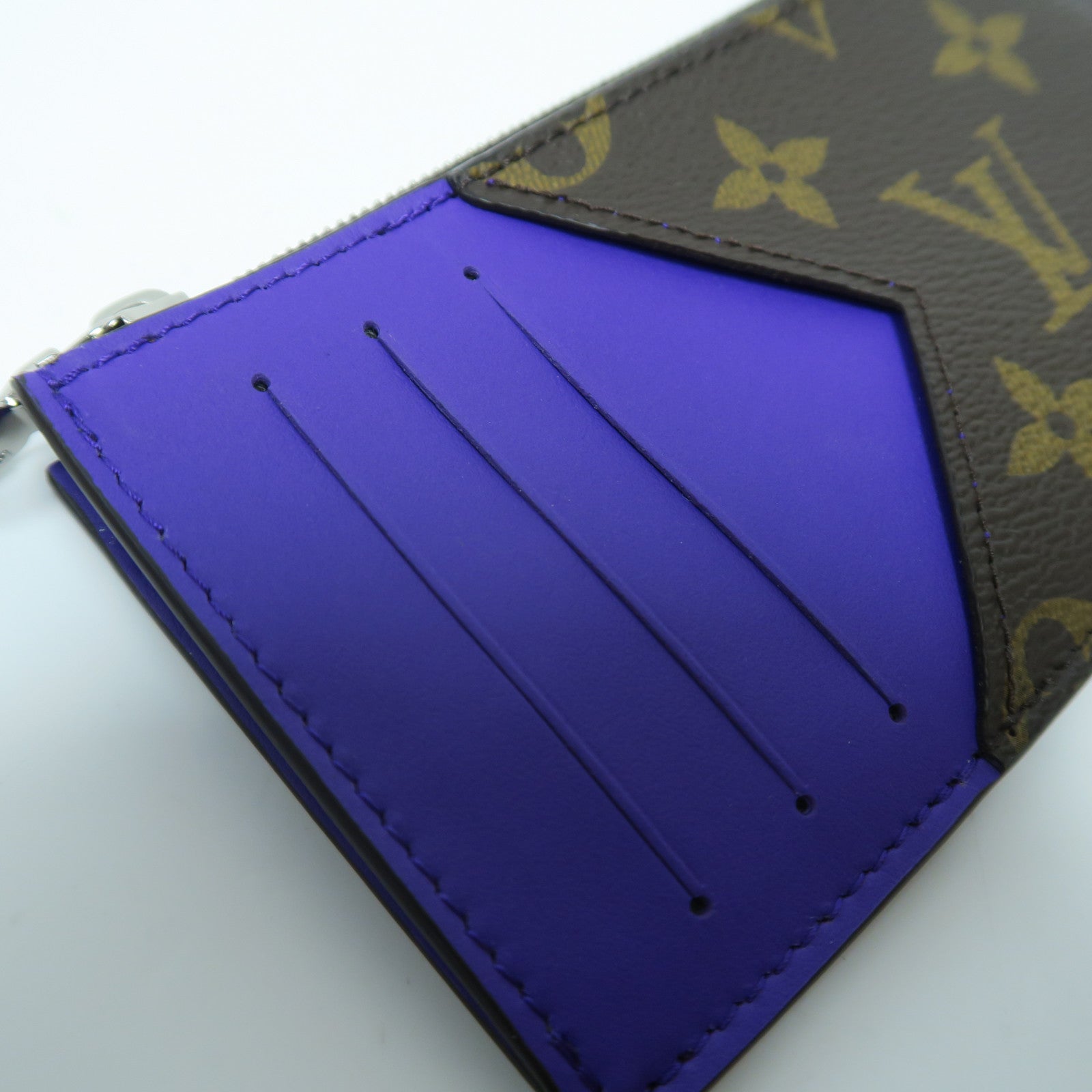 LOUIS VUITTON Monogram Macassar Coin Card Holder銀扣卡片套啡色/紫色