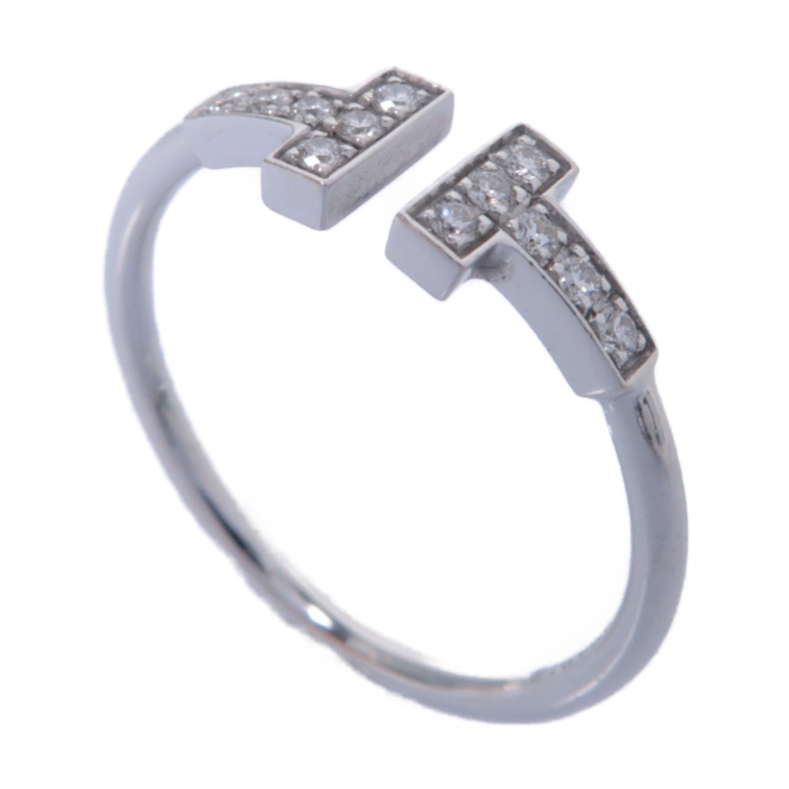 TIFFANY＆CO 18K白金T-wire Ring 0.13ct鑽石戒指US#9