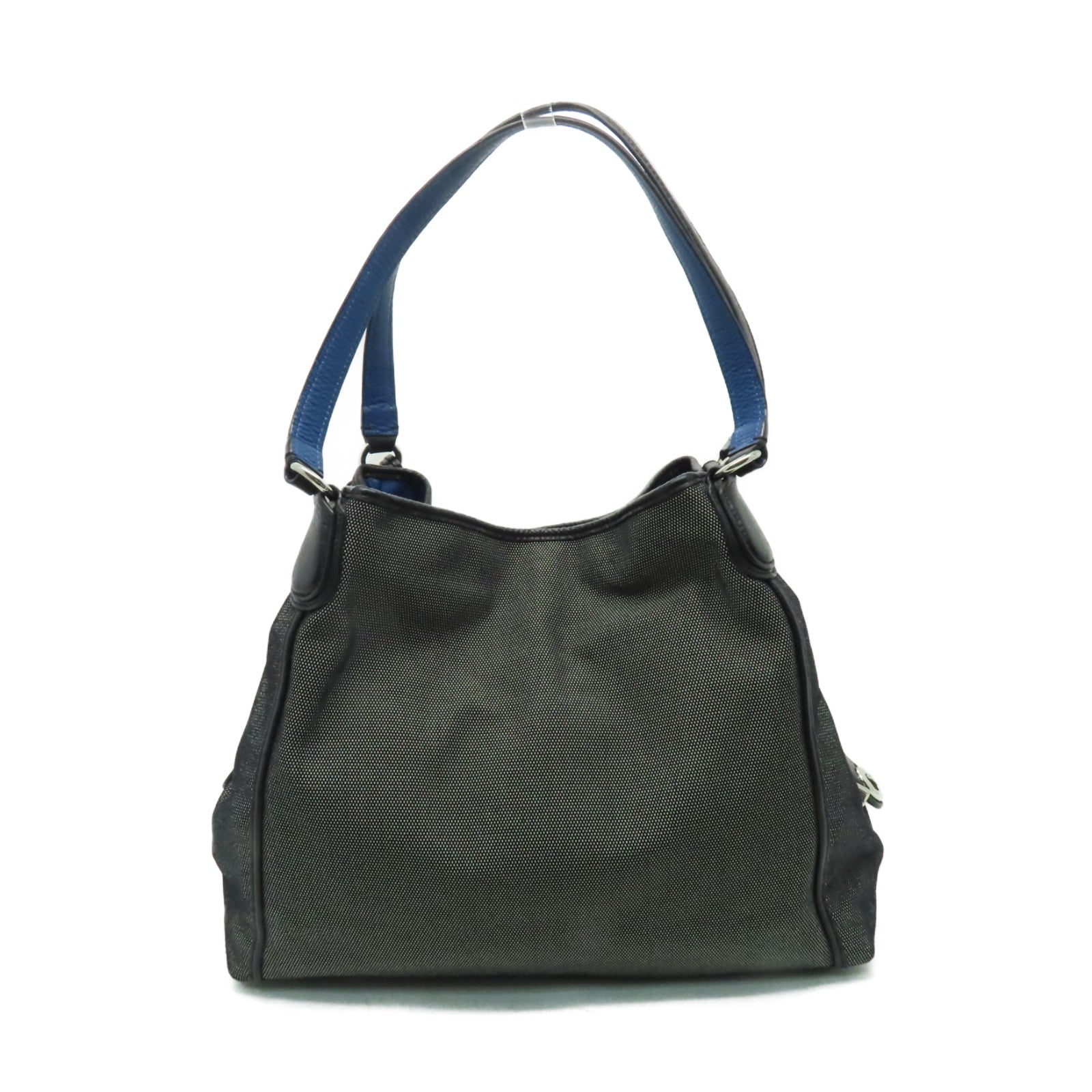 COACH 帆布Shoulder Bag銀扣手挽袋藍色/黒色
