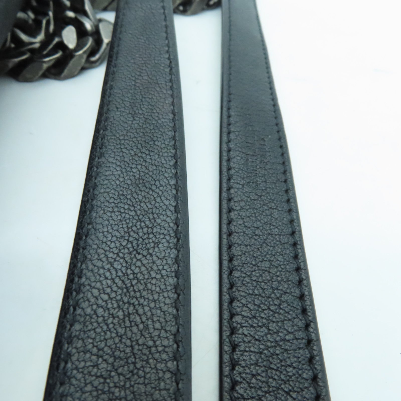 SAINT LAURENT Cowhide Leather 2way Shoulder Bag Silver Buckle Handle Shoulder Bag Black