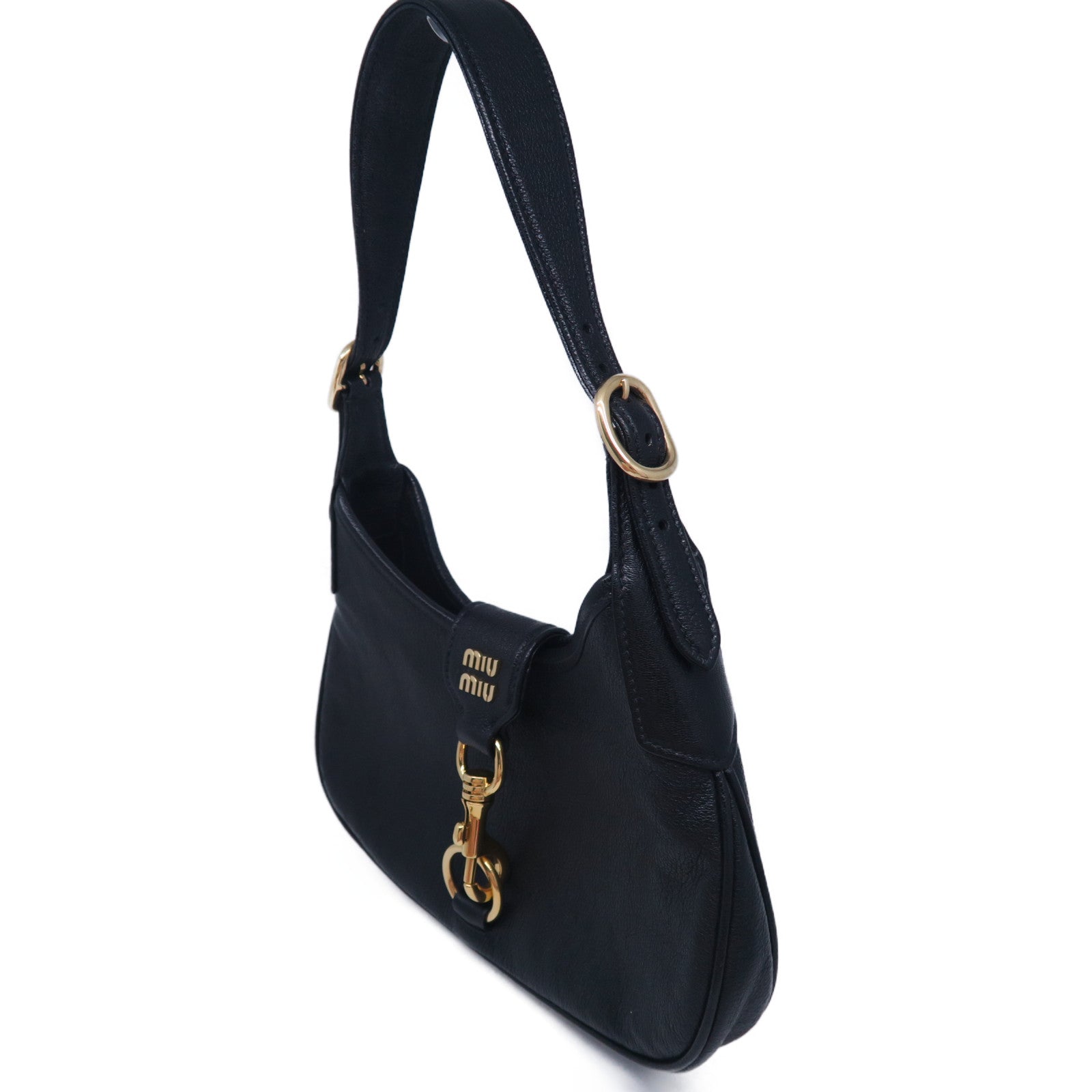 Miu Miu 牛皮皮革Shoulder Bag金扣肩背袋黑色