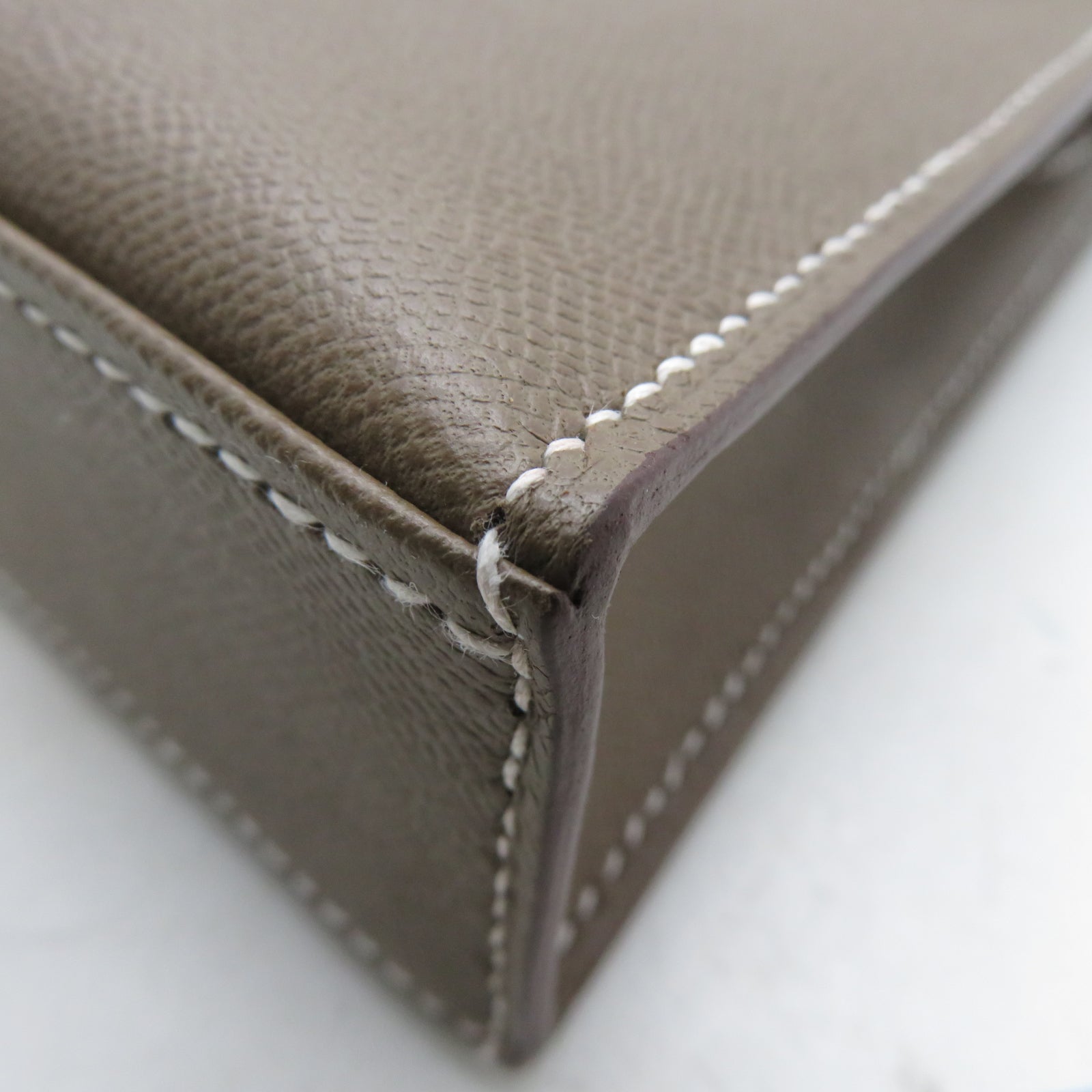HERMES Madame皮革 Kelly Elan金扣肩背袋Etoupe大象灰色
