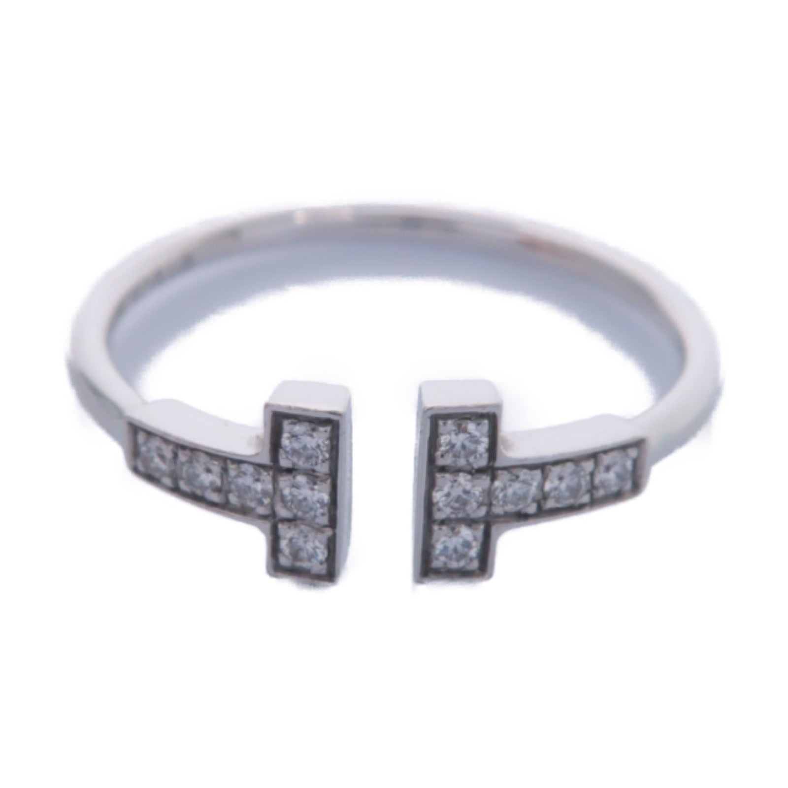 TIFFANY＆CO 18K白金T-wire Ring 0.13ct鑽石戒指US#9