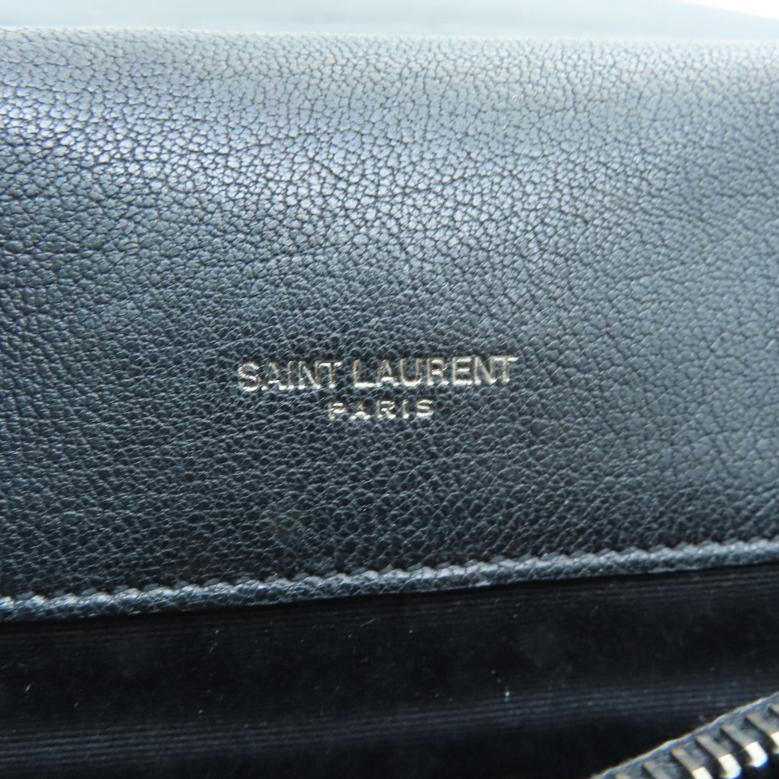 SAINT LAURENT Cowhide Leather 2way Shoulder Bag Silver Buckle Handle Shoulder Bag Black